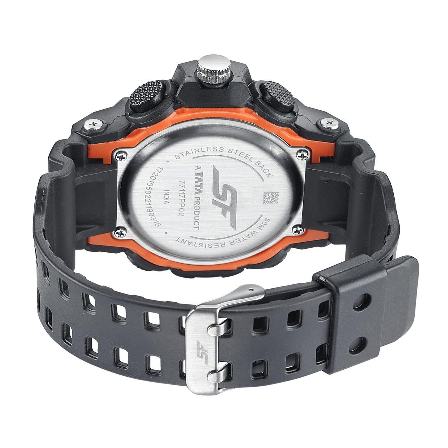 SF Polyurethane Hustler Analog-Digital Grey Round Dial Men's Sport Watch-77117Pp02W