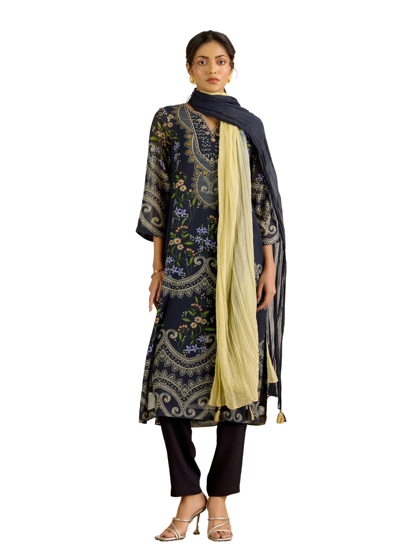 Aarke Ritu Kumar Black Sophia Kurta With Pant And Dupatta