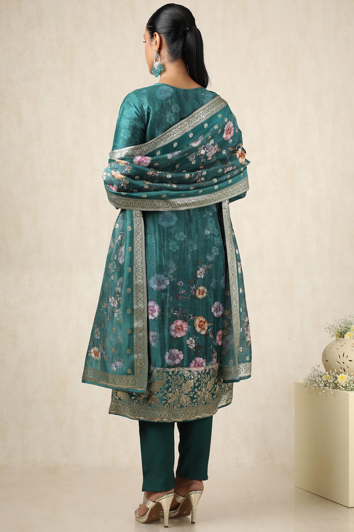 Soch Women's Brocade Salwar Suit Set (EWS5CD21720_Teal
