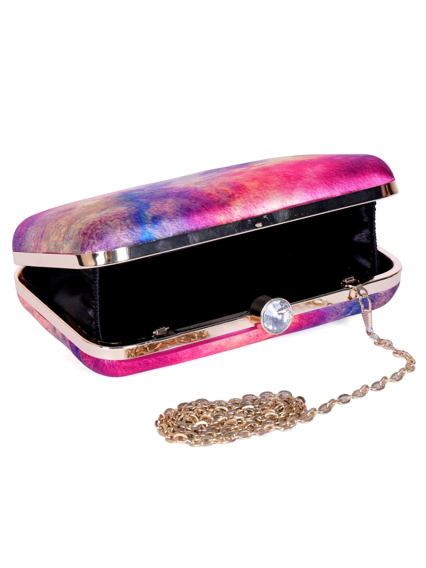 SWISNI digital printed Cosmic Design clutches,Women's Traditional Designer Clutch for outings, casual and party,Galaxy Print Evening Clutch, Hard Case Box Purse, (Pink Blue)