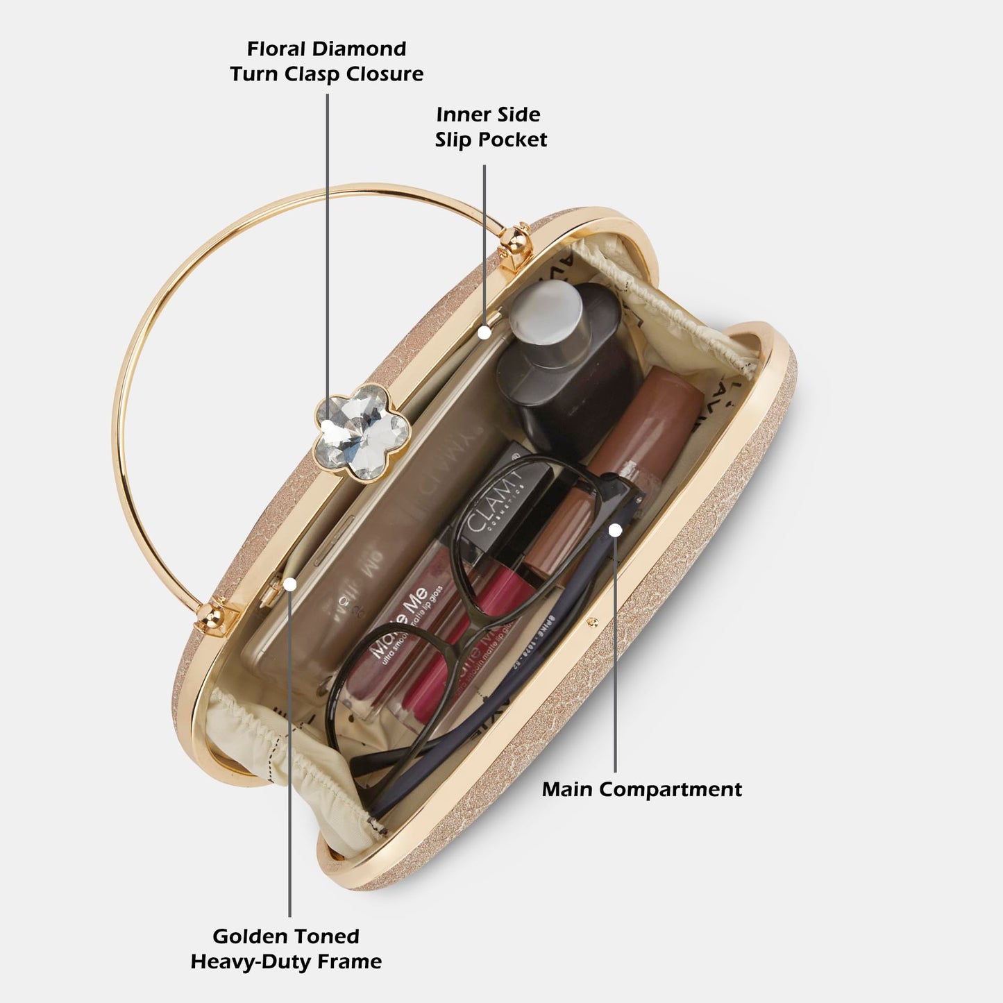 Lavie Women's Jazz Ovel Handle Framed Clutch | Ladies Purse Handbag | Gift for Women