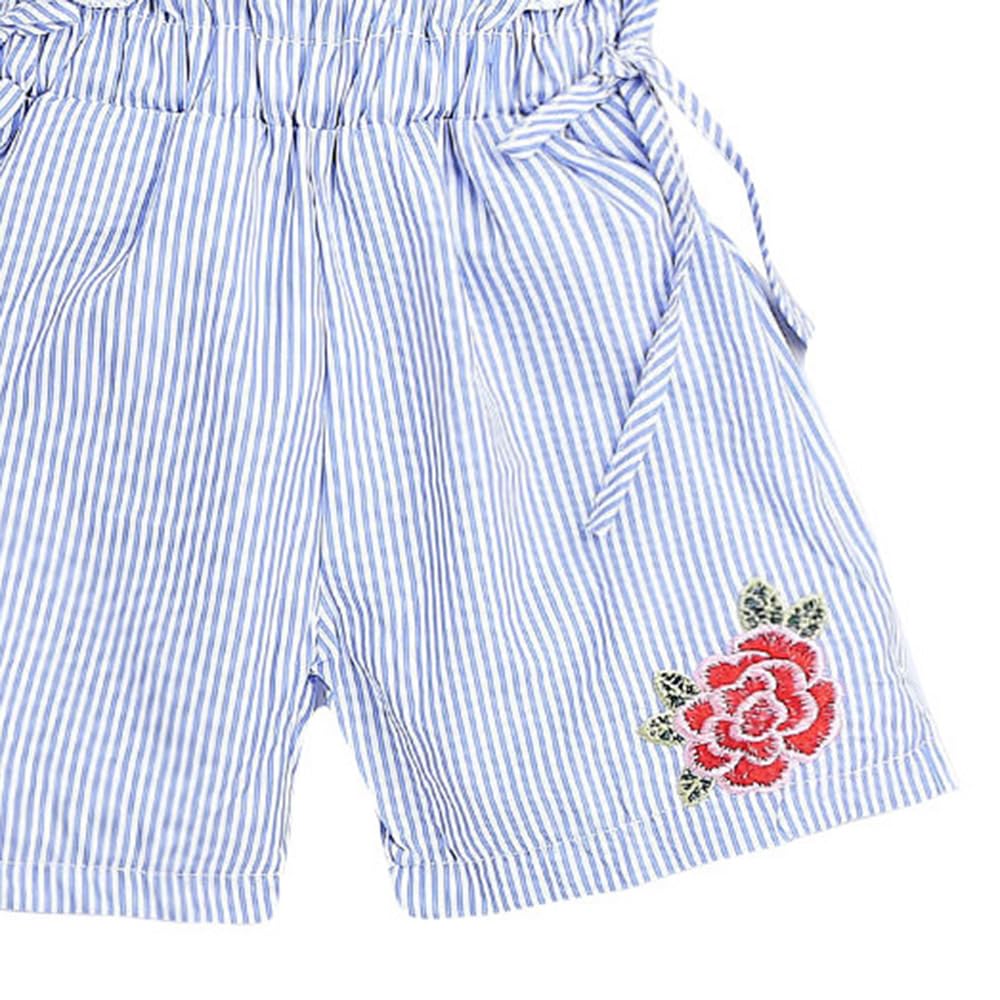 Hopscotch Girls Stripe Print Jumpsuit In Blue Color for Ages 12-18 Months