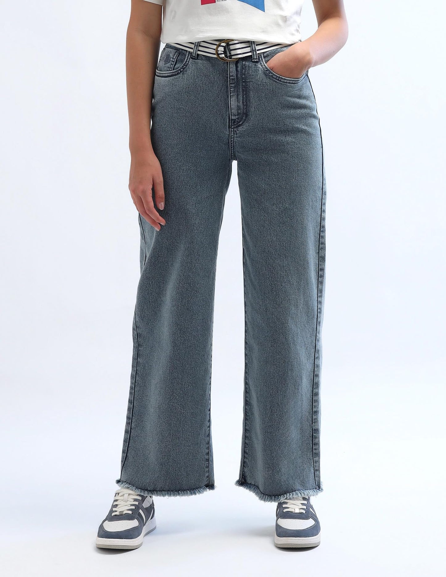 U.S. POLO ASSN. High Rise Wideleg Jeans (UWAW24JEN227_Blue_30)