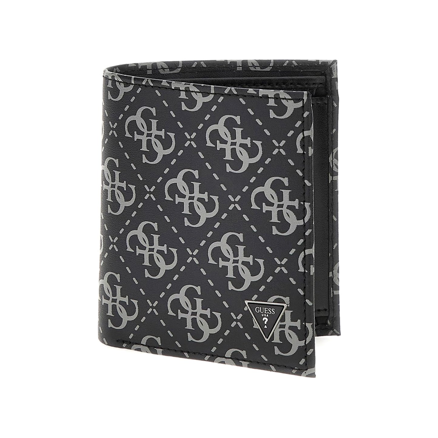 GUESS Black Monogram Leather Mito Bi-Fold Wallet
