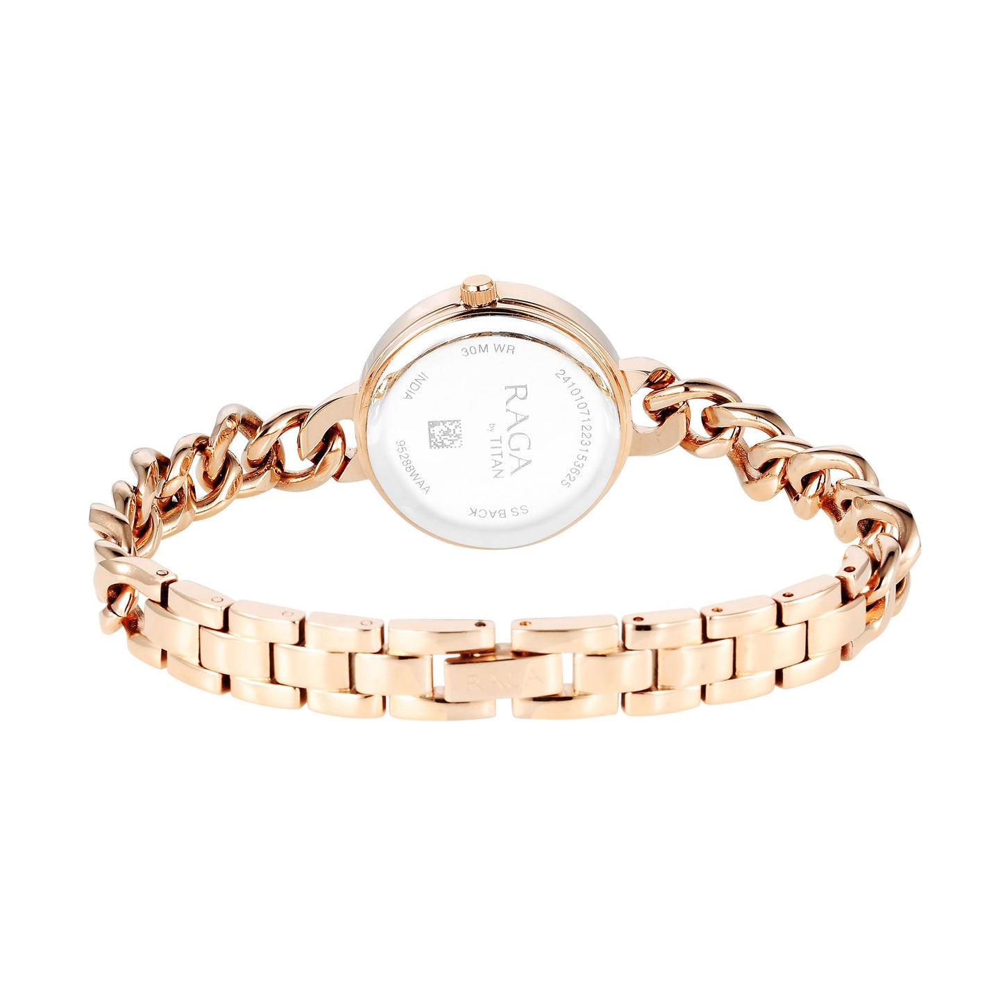 Titan Raga Round Shaped Rose Gold/Copper Dial Women Watch with Brass Strap