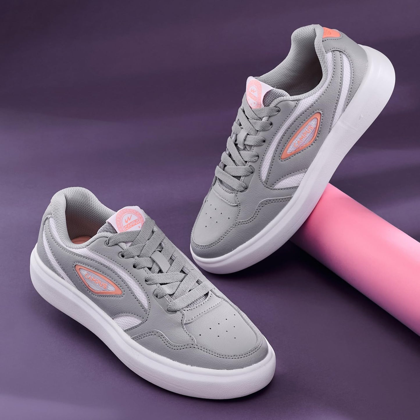 Campus Women's Mighty L.Gry/WHT Sneakers - 6UK/India 1 Pair