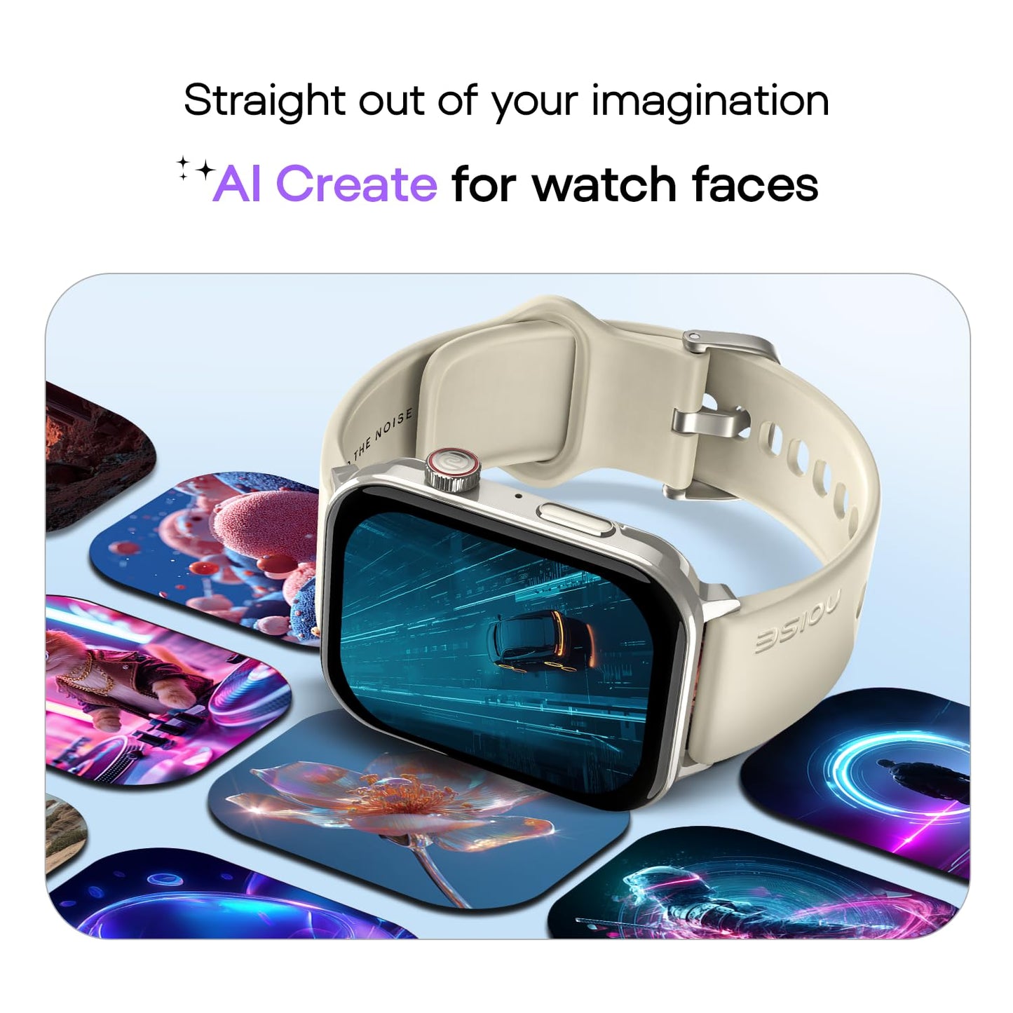 Noise Icon 5 Smartwatch with AI Watch Faces & AI Search, 1.95” AMOLED Display, 10 Days Battery, Bluetooth Calling, 100+ Sports Modes, IP68 (Starlight Gold)