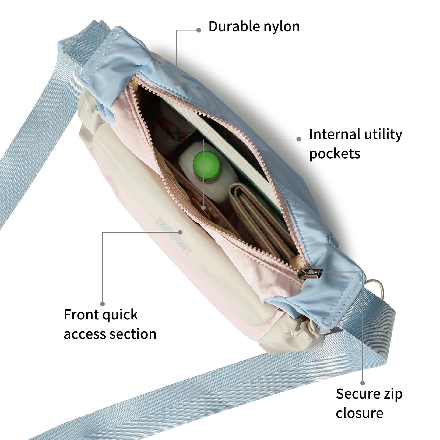 Fastrack Lightweight Nylon Sling Bag for Men and Women | Everyday Crossbody with Adjustable Strap, Zippered Compartments and Quick-Access Pocket | Minimal Urban Sling for City Commutes and Travel