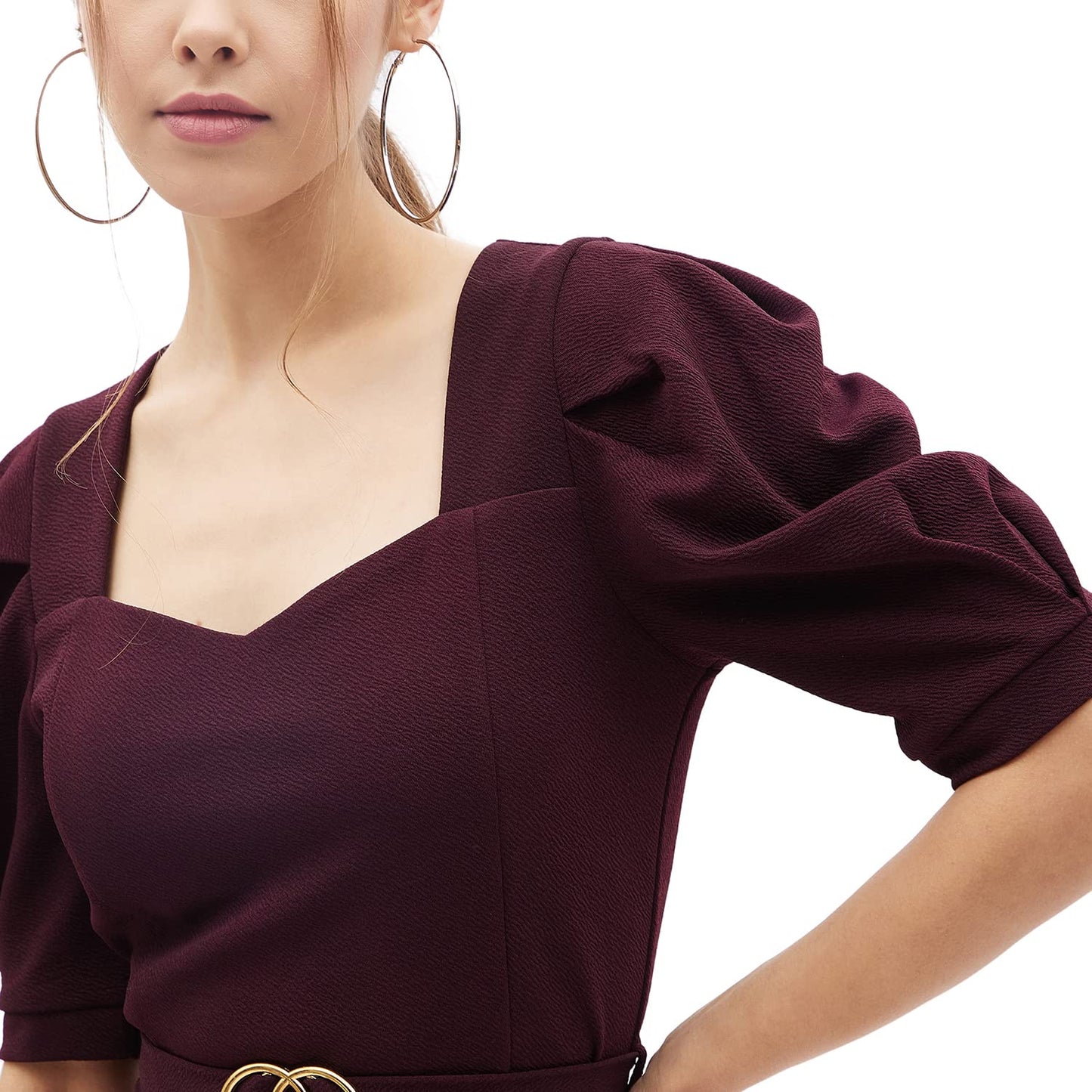 Harpa Women's Polyester Standard Length Dress Wine_XS