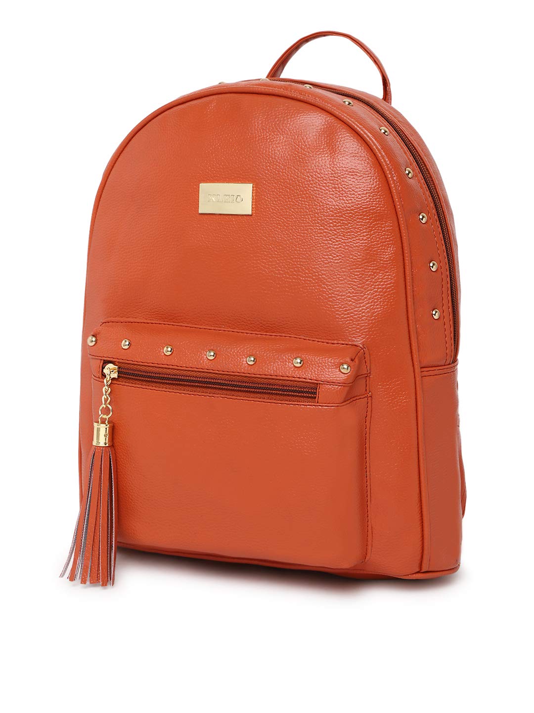 KLEIO Classic PU Leather Backpack for Women (Tan) with Adjustable Strap | Multi-Purpose Versatile Bag for Girls | Suitable for Travel, Weekend Trip & Shopping