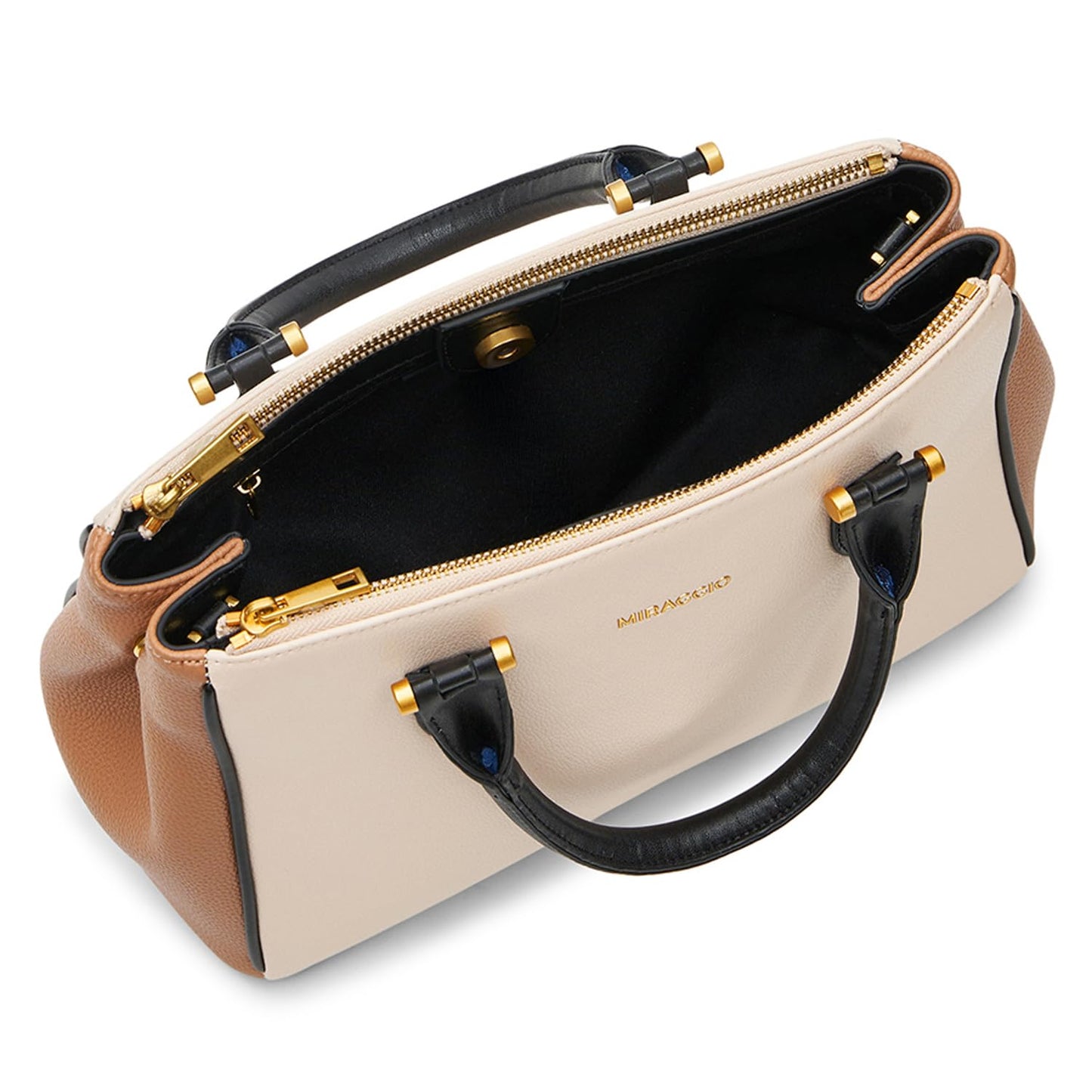 Miraggio Blair Solid Structured Handbag with Adjustable and Detachable Sling Strap for Women | Satchel Bag For Women | Stylish Ladies Purse (Ivory)