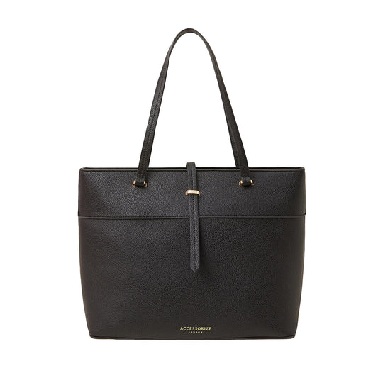 Accessorize London Women's Black Large Faux Leather Tote Bag I Womens Bag| hand bags for women stylish