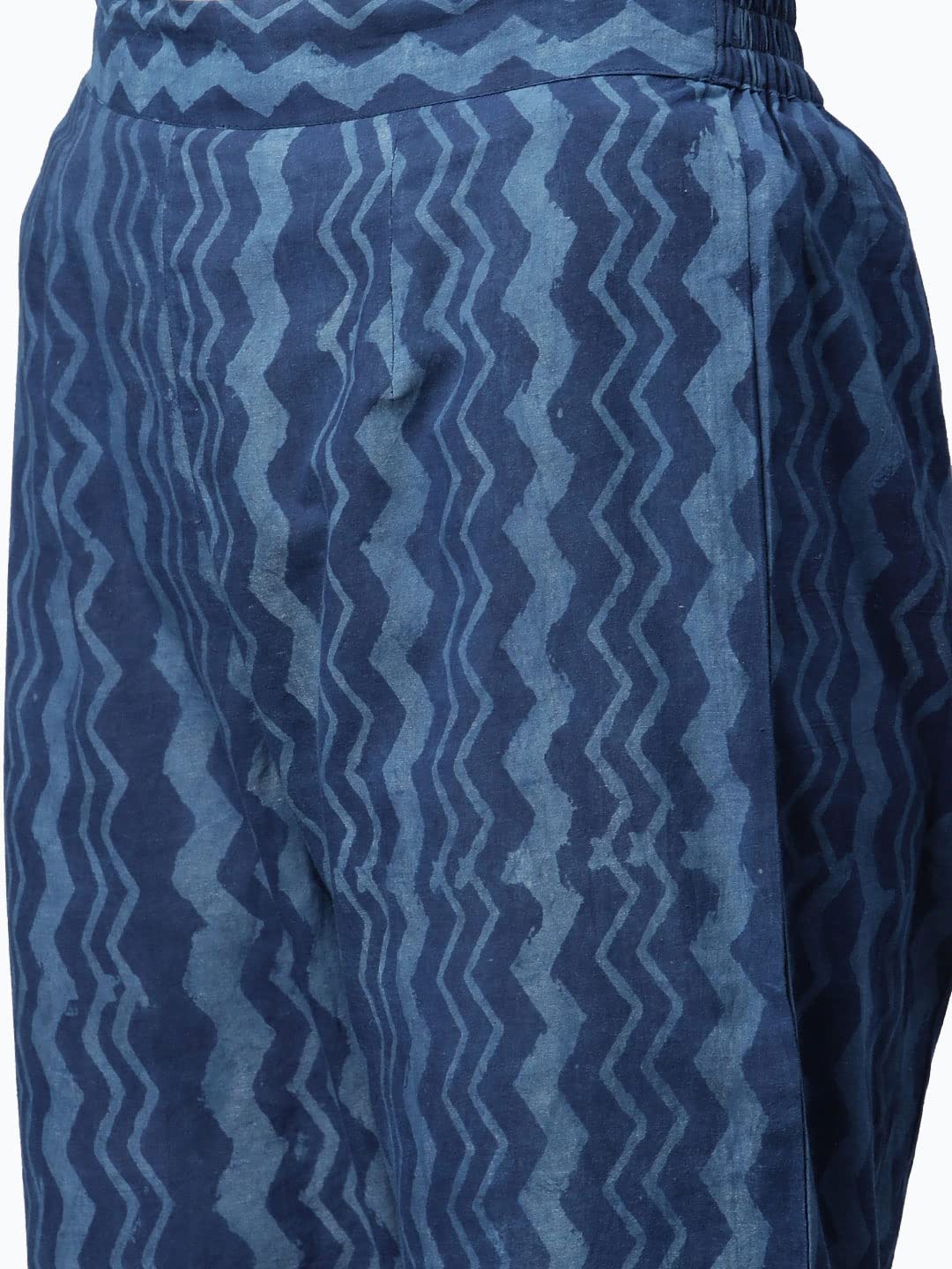 Divena Indigo Hand Block Printed Anarkali Kurta Pant Set with Dupatta-DK0747-3XL