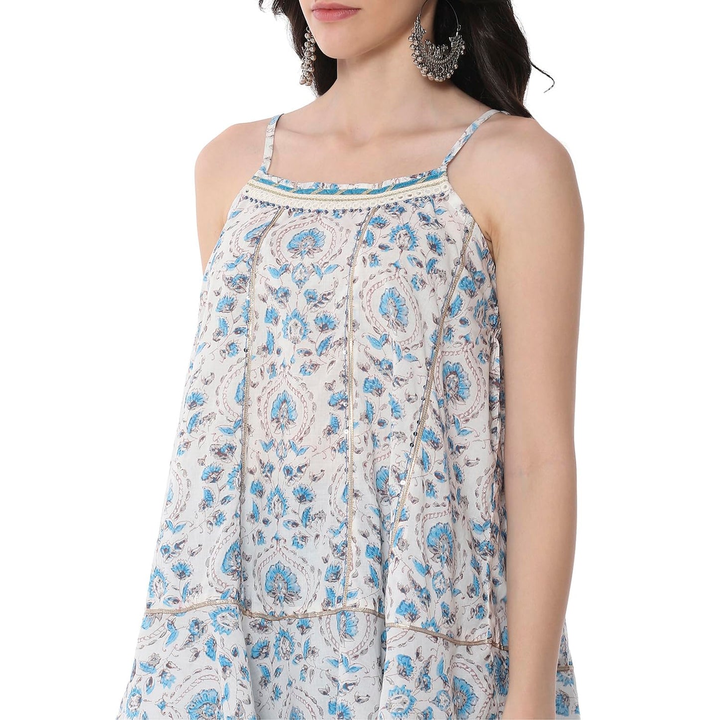 BIBA Women's Cotton Kurta, Bottom, Dupatta (SKDSTSAG10910SS25PNK_Blue