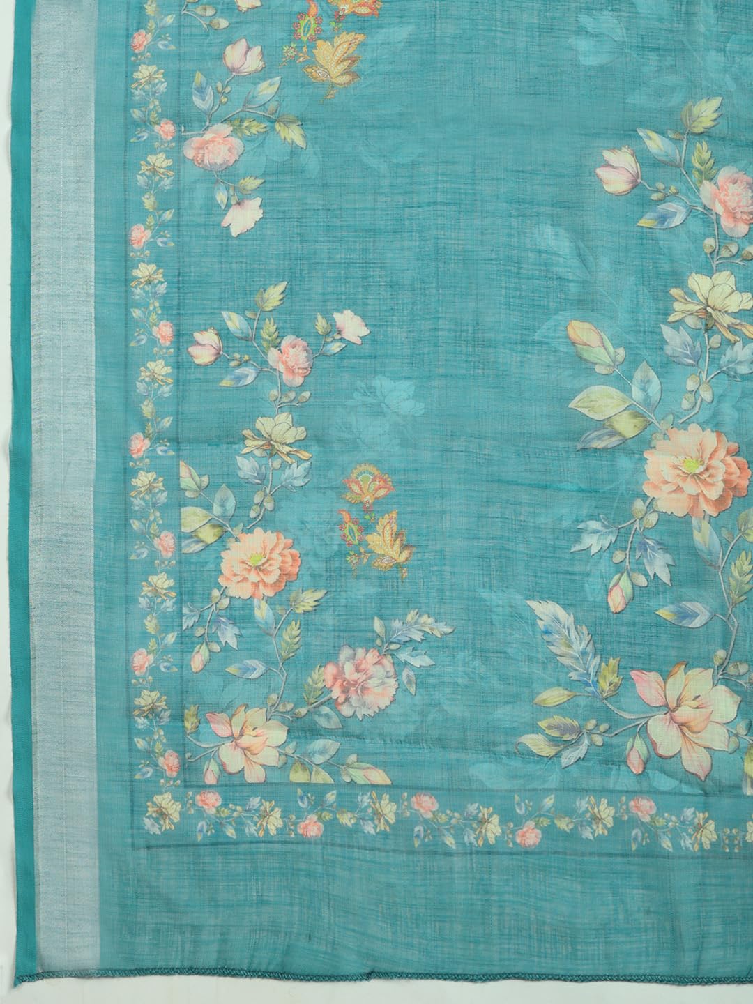 Meena Bazaar Printed Cotton Unstitched Kurta with Bottom & Dupatta