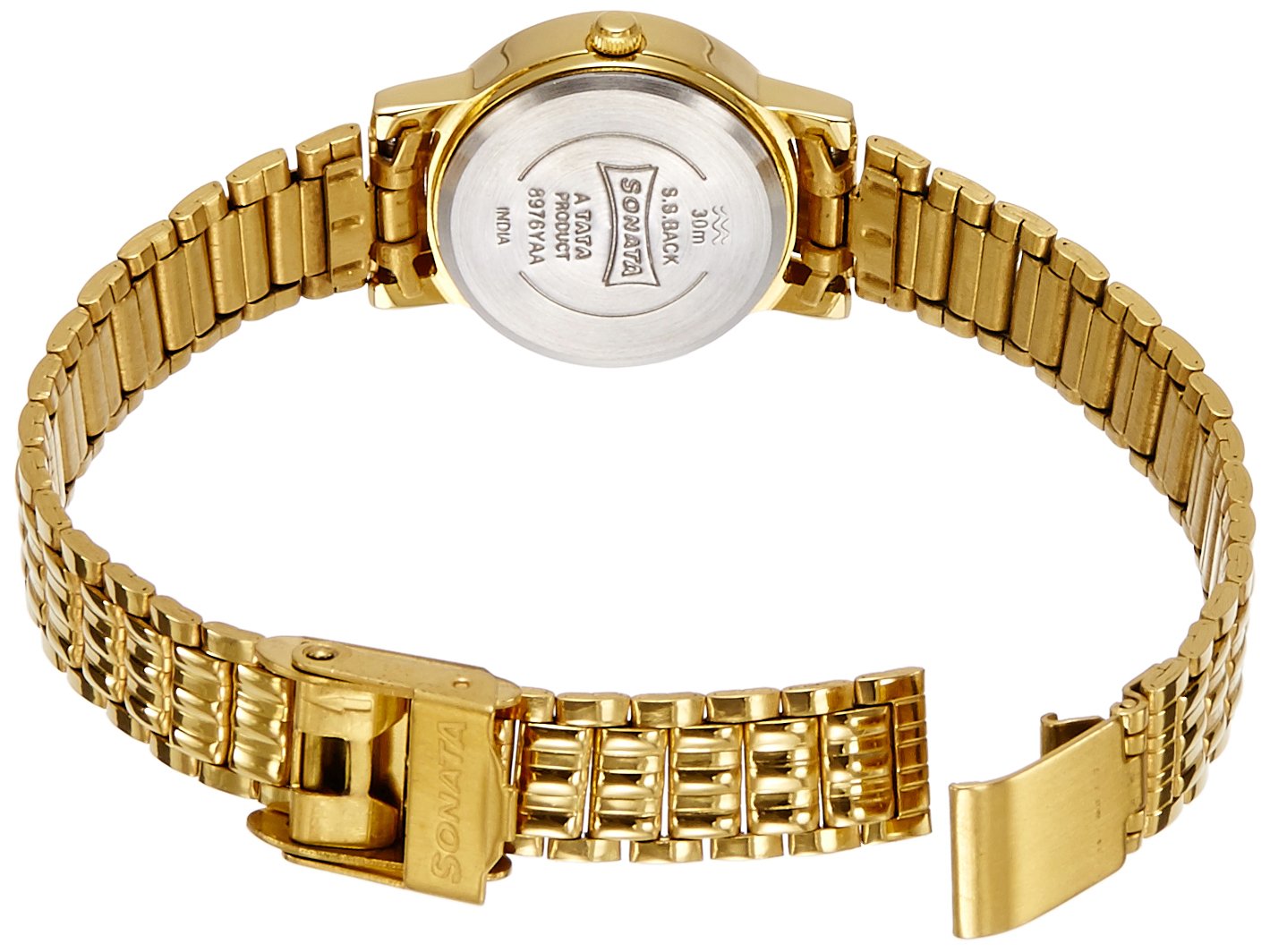 Sonata Quartz Analog Silver Dial Metal Strap Watch for Women-NS8976YM07W