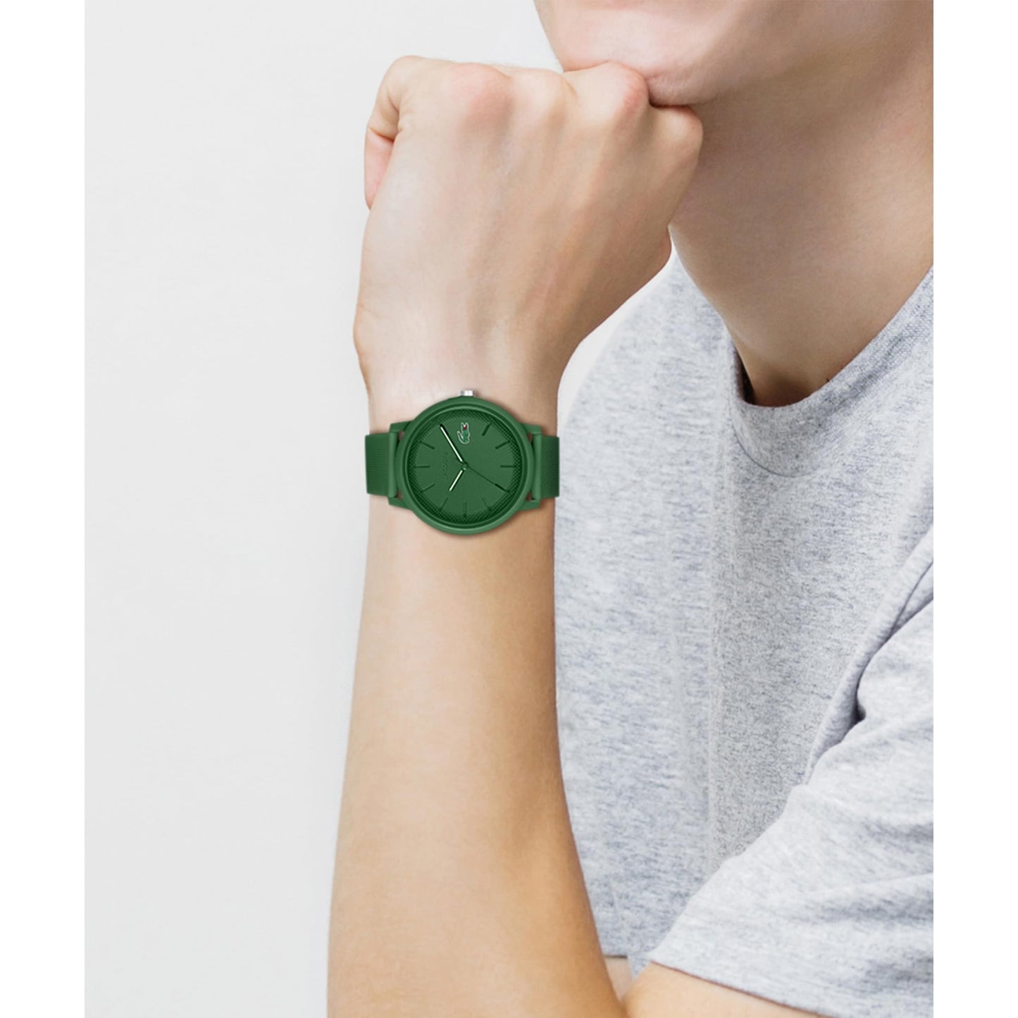 Lacoste Lacoste.12.12 Qtz Basic Green Round Dial Men's Watch|Green Silicone Material|Multi Color Band - 2011170