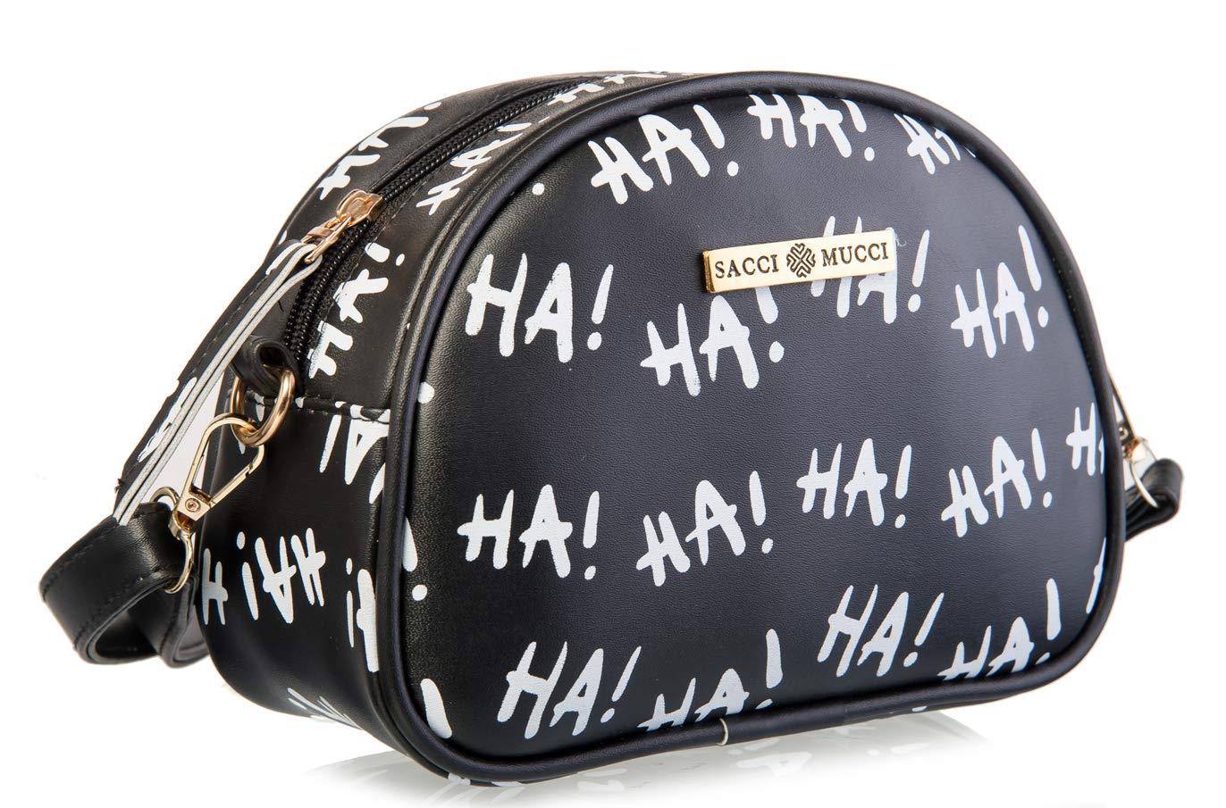 SACCI MUCCI Women's Sling Bag or Women's Cross-body Bags - Ha Ha Graffiti Doodle Art (Black)