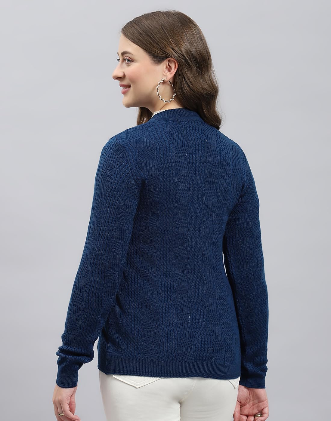 Monte Carlo Womens Self Design Front Open Wool Blend Cardigan Black 4XL