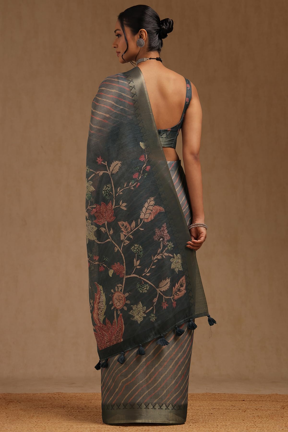 Soch Womens Linen Leheriya Print Saree
