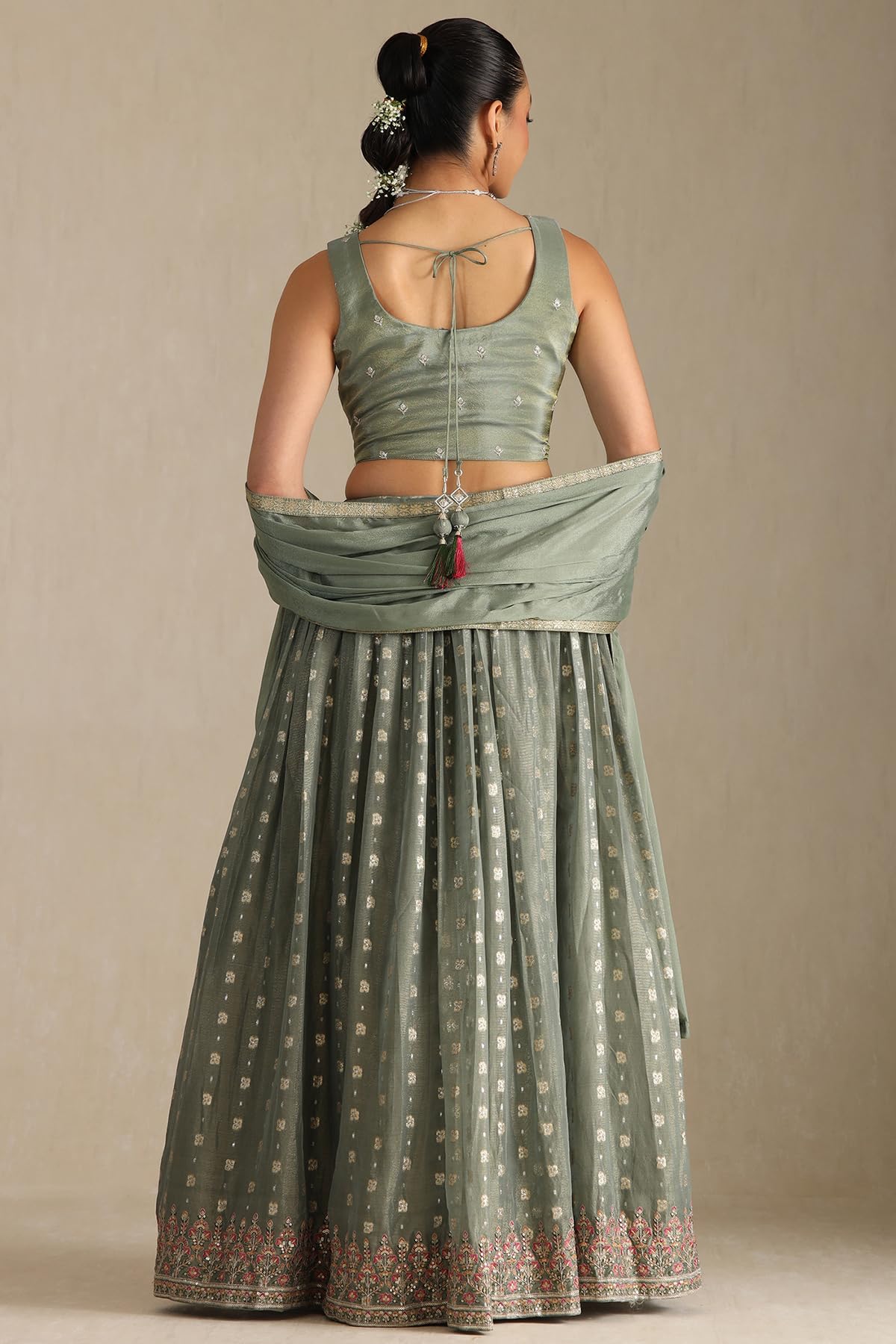 Soch Women's Viscose Blend Lehenga Choli (OWS5CD21817_Green_XL)