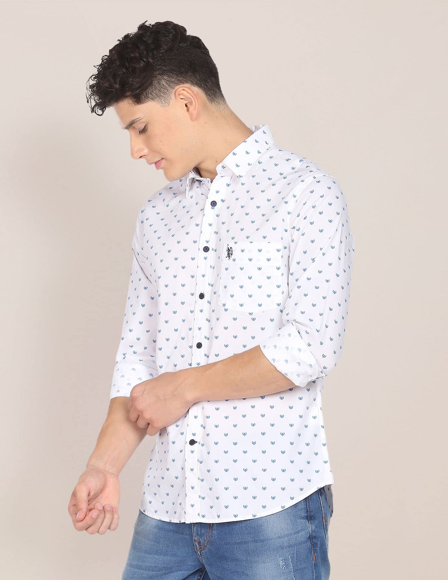 U.S. POLO ASSN. Men's Regular Fit Shirt (USSHT-G94_White