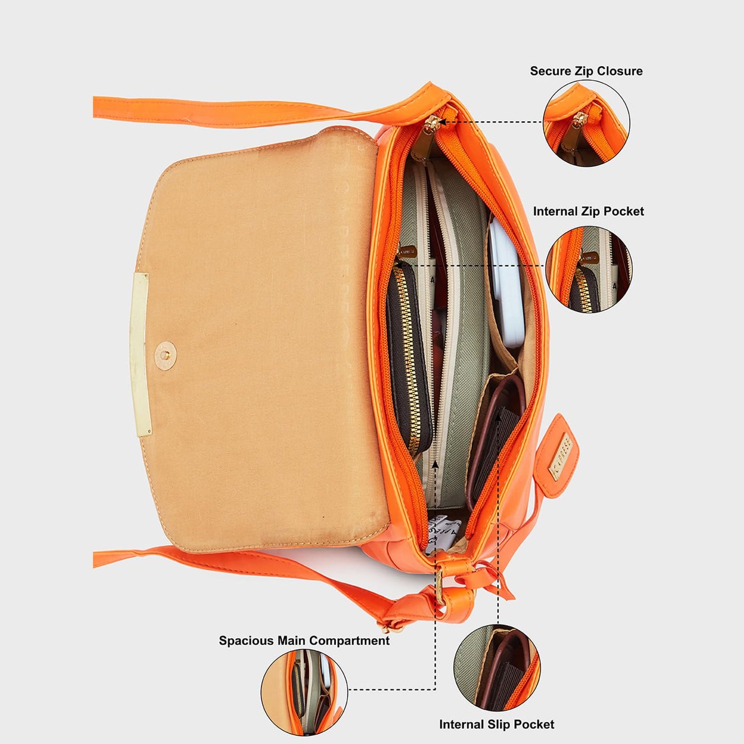 Caprese womens YONDELLA SB Medium PEACH Sling Bag