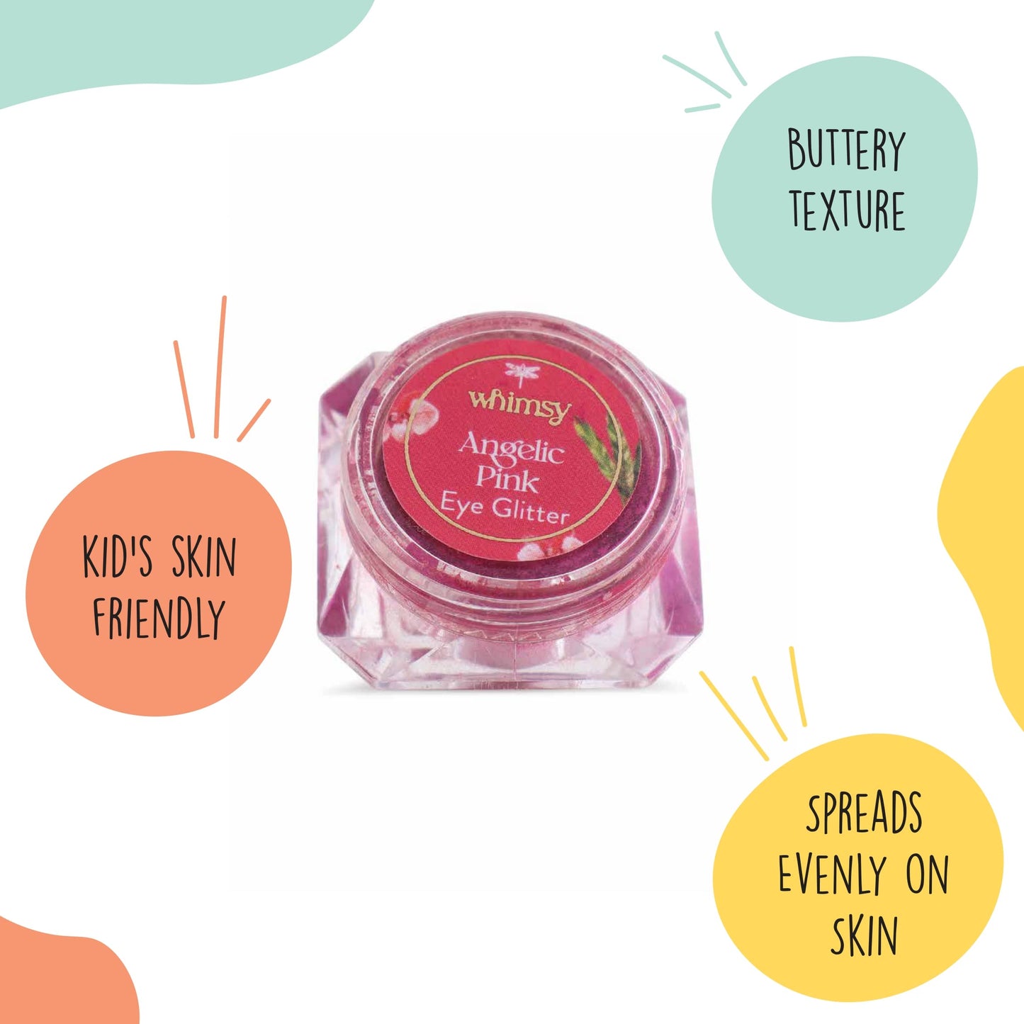 Whimsy Safe, Organic, Non- Toxic Eye Glitters for Girls|Sparkle Glitter Eyeshadow| Eyeshadow for Girls|Long Lasting Eye Makeup|Glitters for kids| Safe Eye Makeup Products|Edible Glitters (Pink)