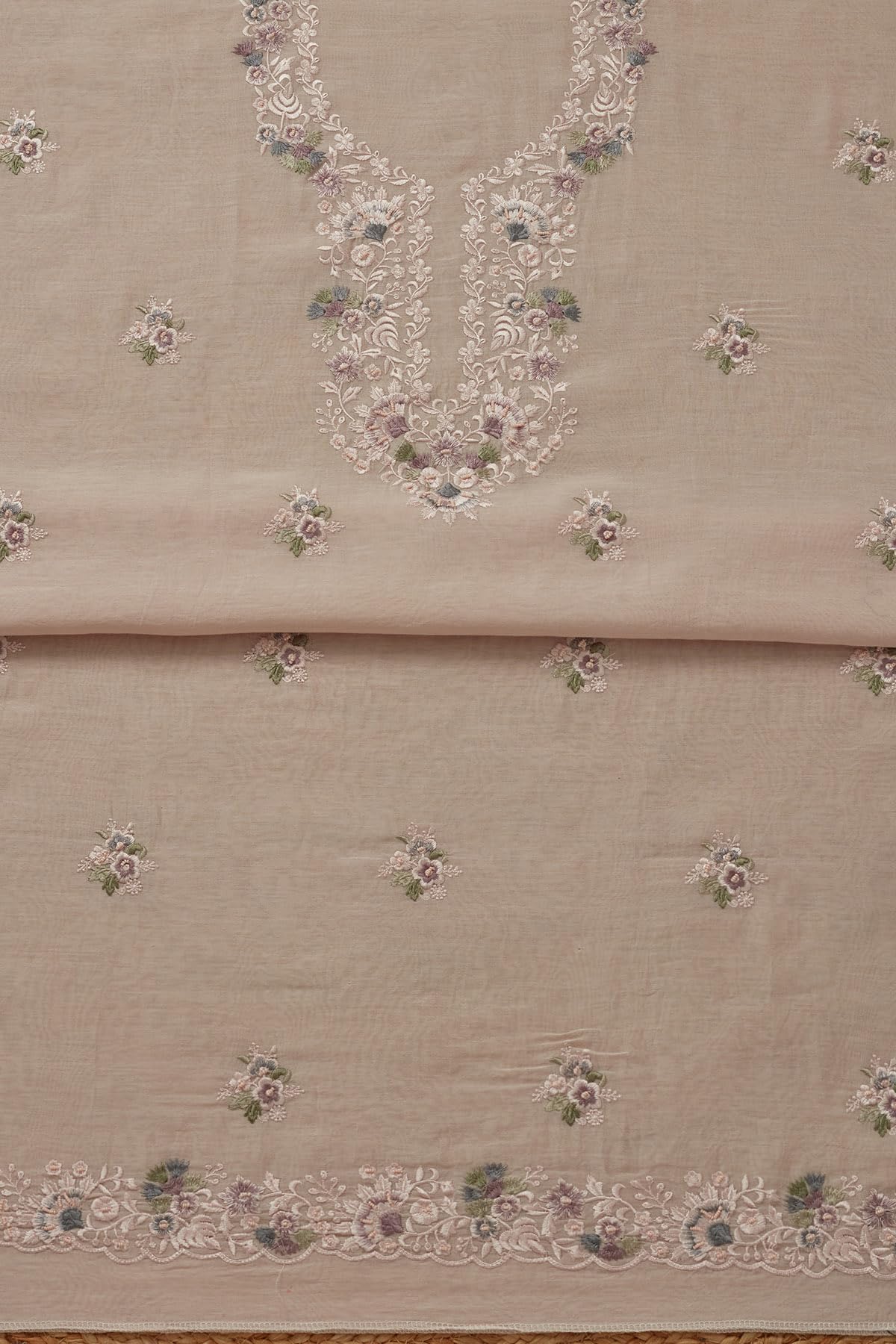 Soch Womens Mul Chanderi Embroidered Unstitch Dress Material With Thread Work