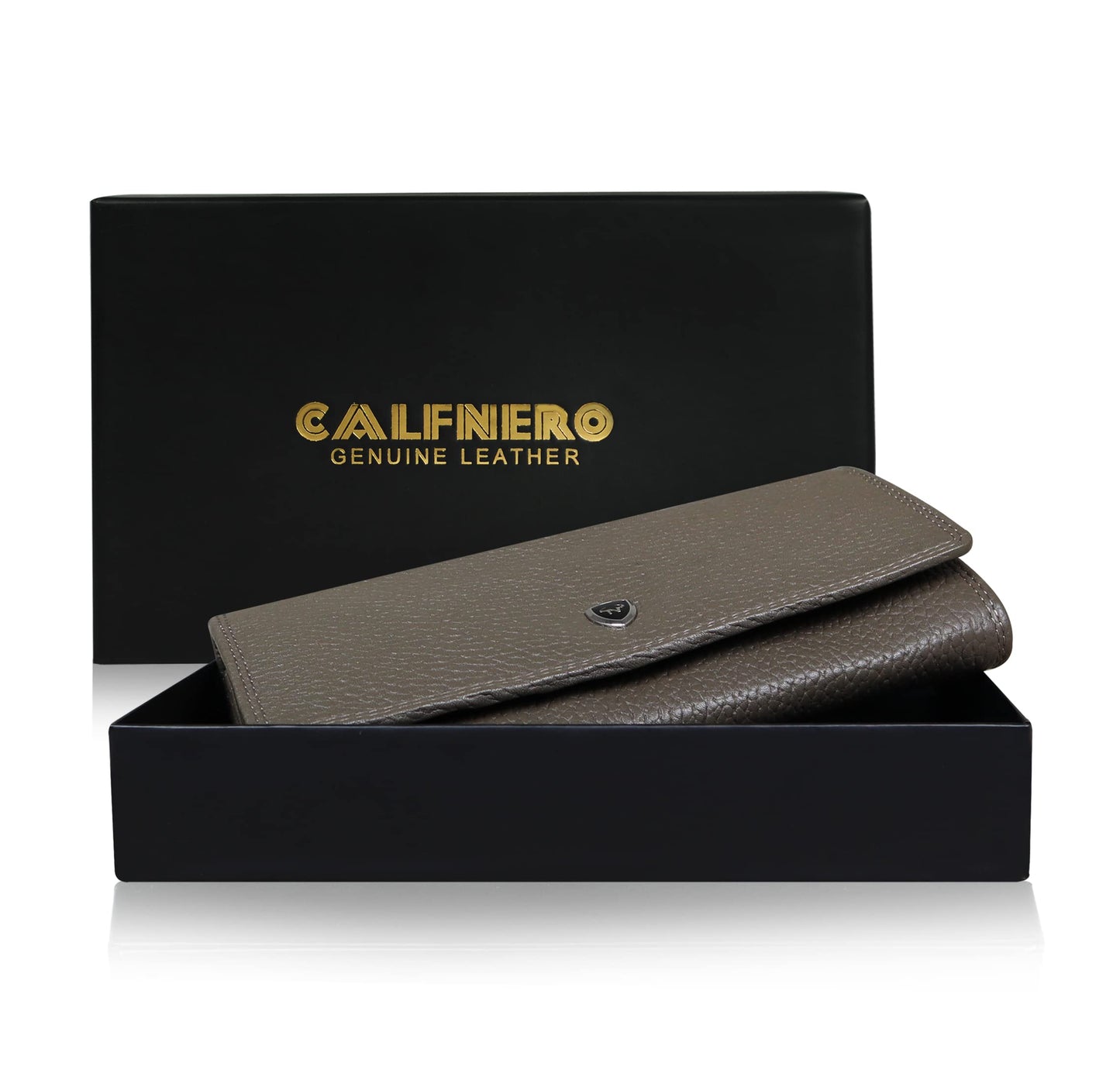 Women's Genuine Leather Wallet-Long Purse Wallet with Multiple Card Slots, Zip Pocket and Note Compartment (Tope)