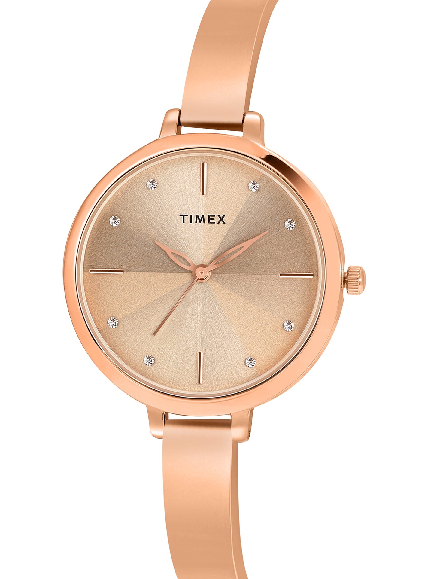 TIMEX Analog Watch for Women with Rose Gold Round Dial & Rose Gold Brass Bracelet Band Water Resistant Women's Wrist Watches - TWEL128SMU05
