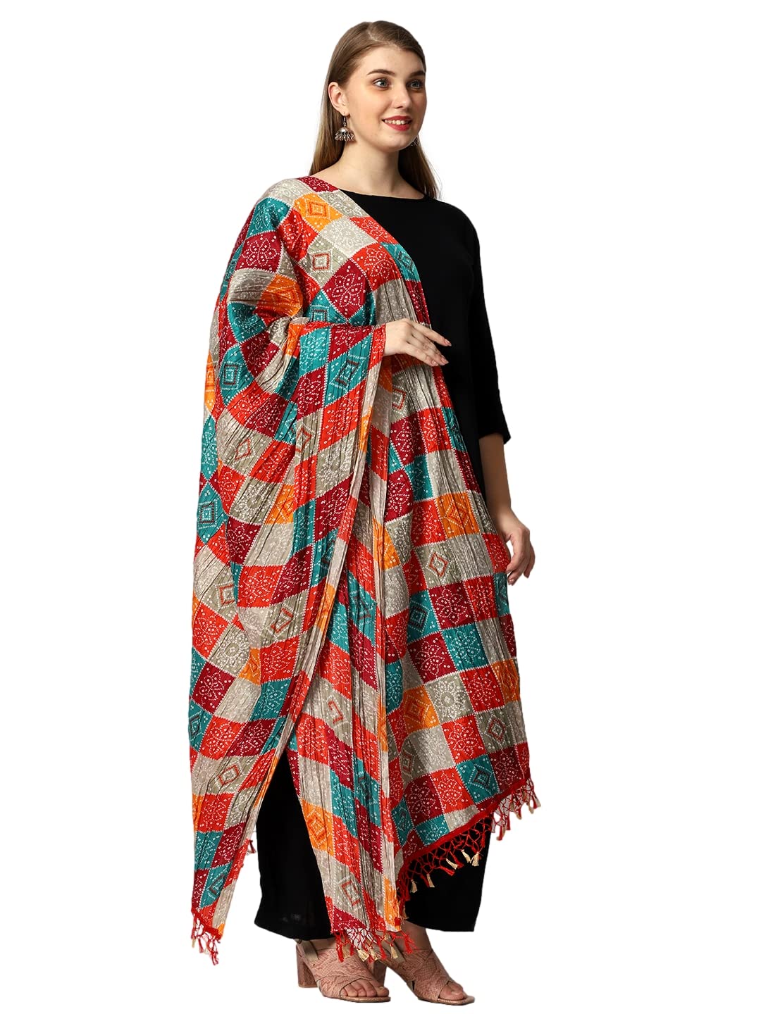 Weavers Villa Women's Cotton Printed Dupatta Chunni (Multi), 2.25 Mtrs