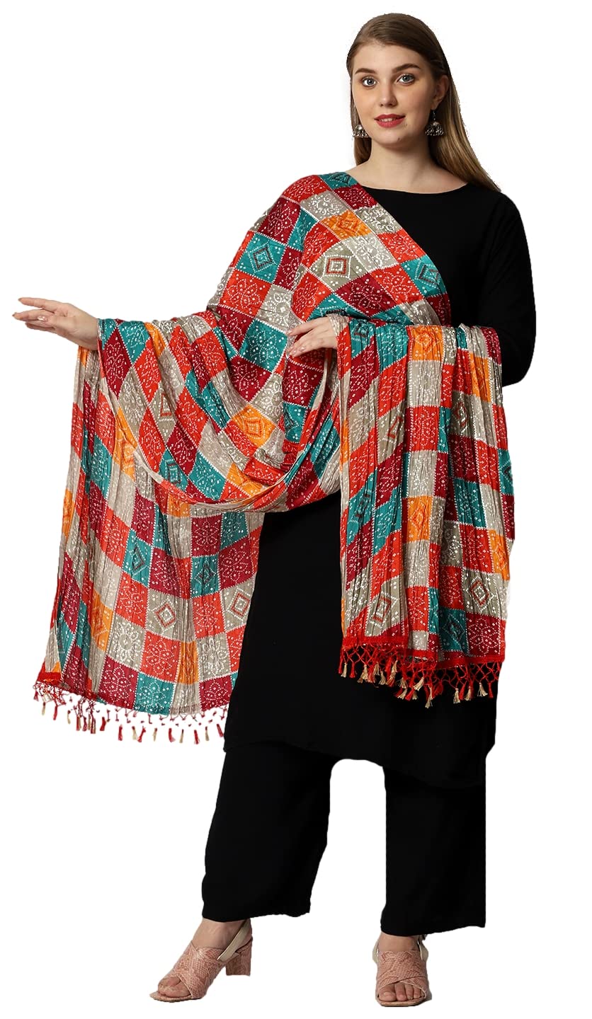 Weavers Villa Women's Cotton Printed Dupatta Chunni (Multi), 2.25 Mtrs