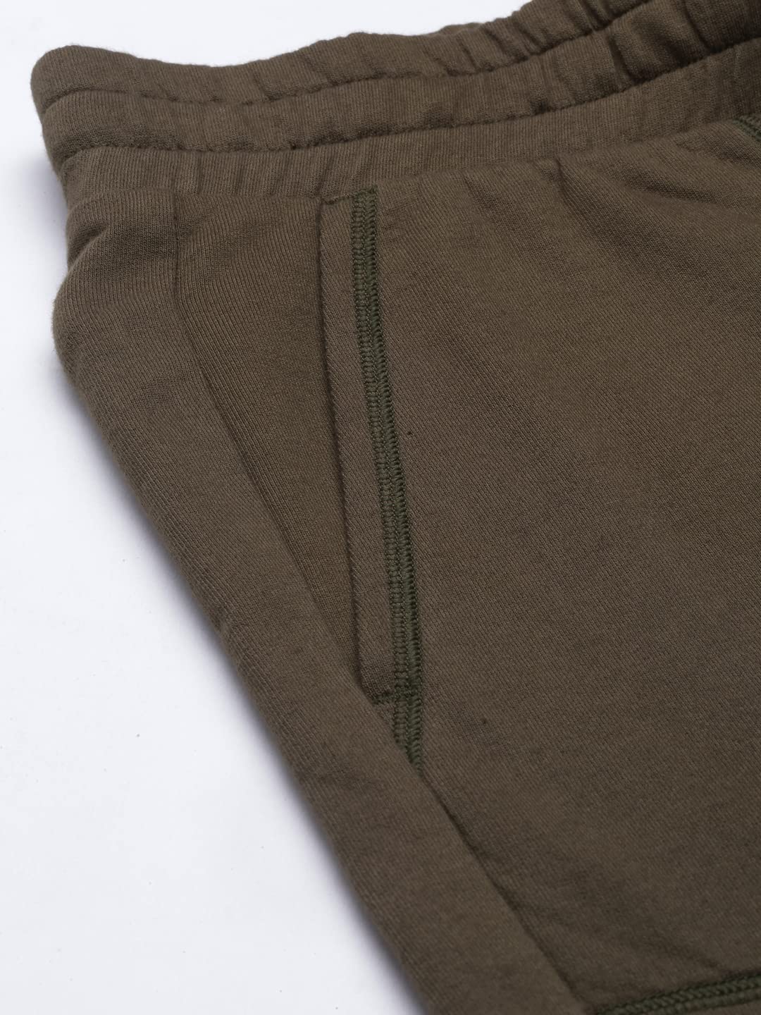 Enamor Essentials Women's Mid Rise Relaxed Fit 100% Cotton Knee Length Shorts Bermuda with Elasticated Waistband and Pockets - E080(E080-Army Green -L)
