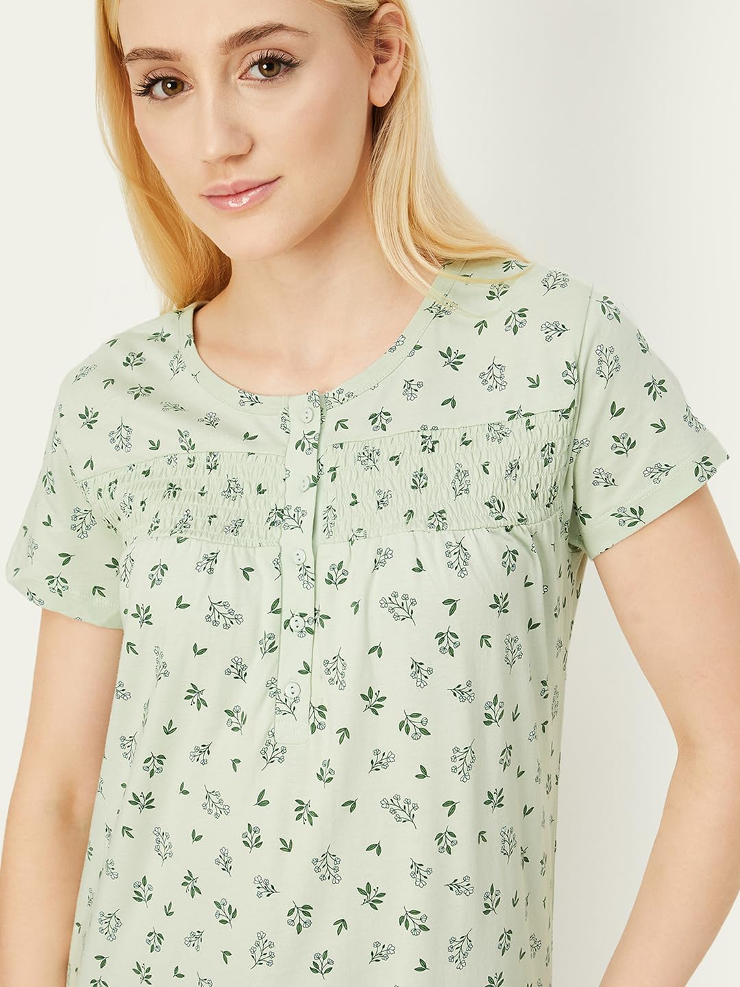 Max Women's Cotton Casual Nightgown (SU24KG10_Light Green_XL