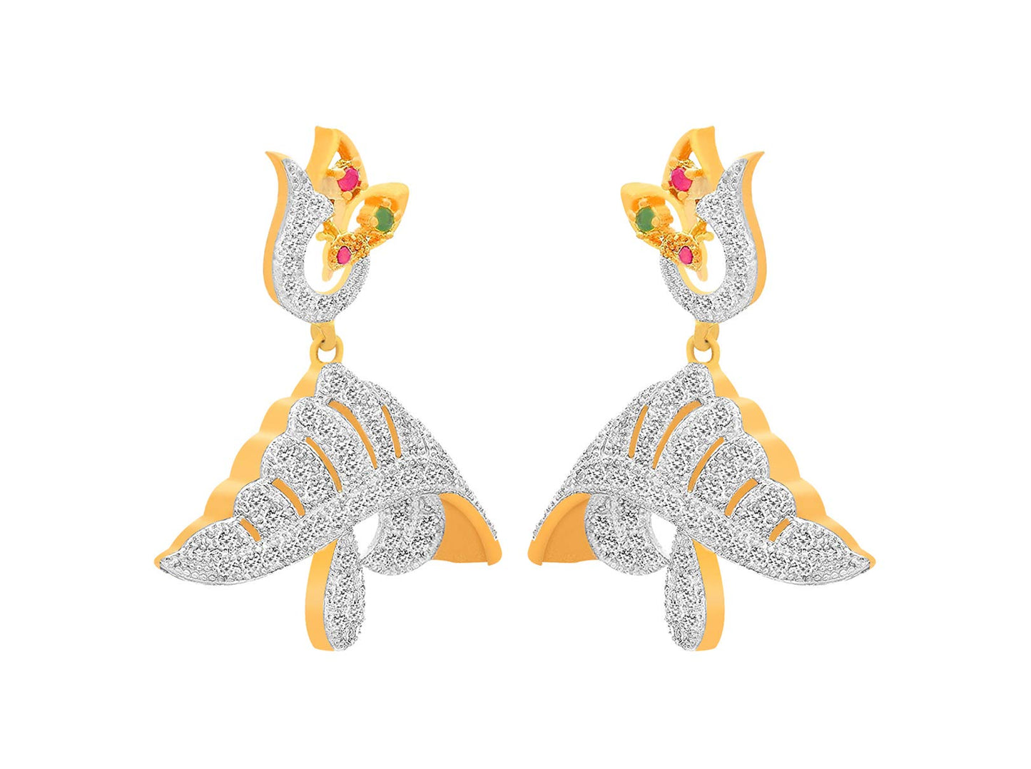 JFL- Fusion Fashion One Gram Gold Plated Diamond Jhumki studded red ruby & green emerald for Girls & Women,Valentine