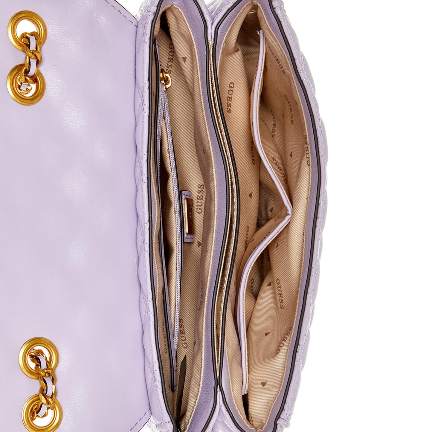 Guess Women's Lavender Quilted Crossbody Bag| Ladies Purse Handbags | Gift For Ladies