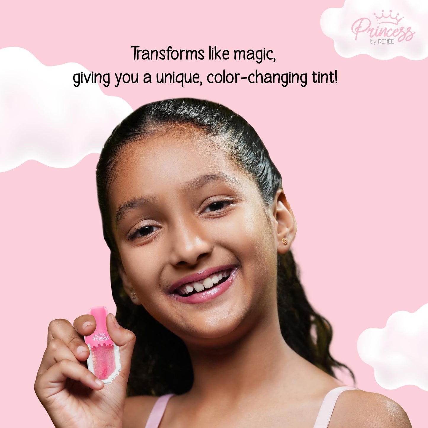 Princess By RENEE Sugar Sparkles Colour Changing Lip Gloss | For Pre-Teens | PH-Activated | Lightweight | Non-sticky & Non-Drying Formula with Shimmery Effect | For Soft & Supple Lips | Vitamin E Infused | 4 Ml