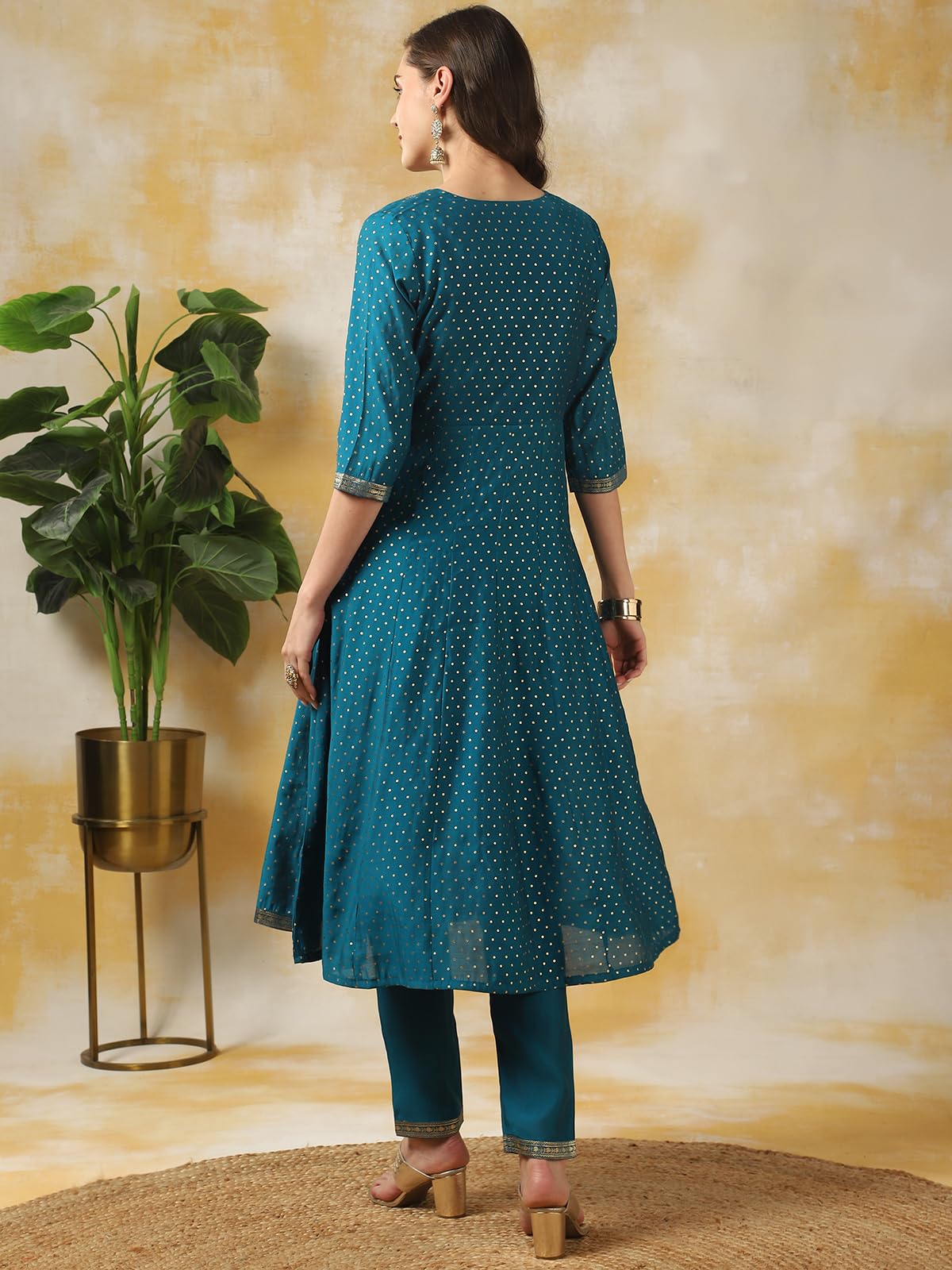 rangita Blue Silk Printed Anarkali Kurta with Pant | Kurta Set for Women_2XL