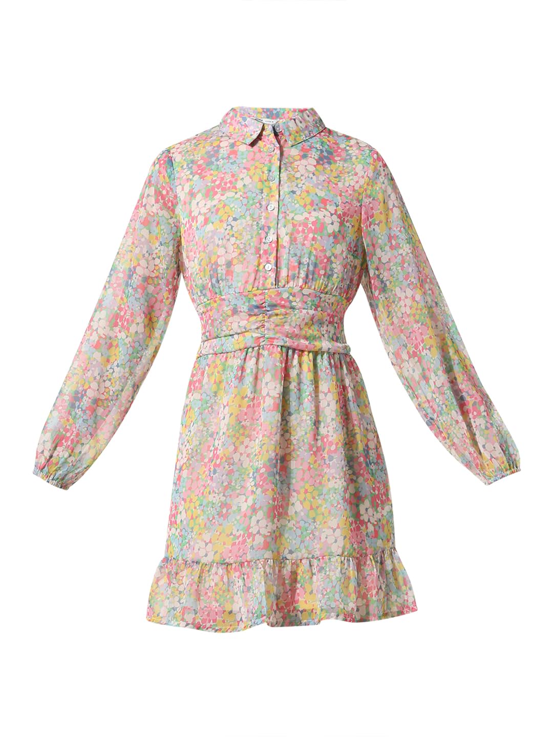 ONLY Women Printed Polyester Above Knee Multicolor Shirt Dress