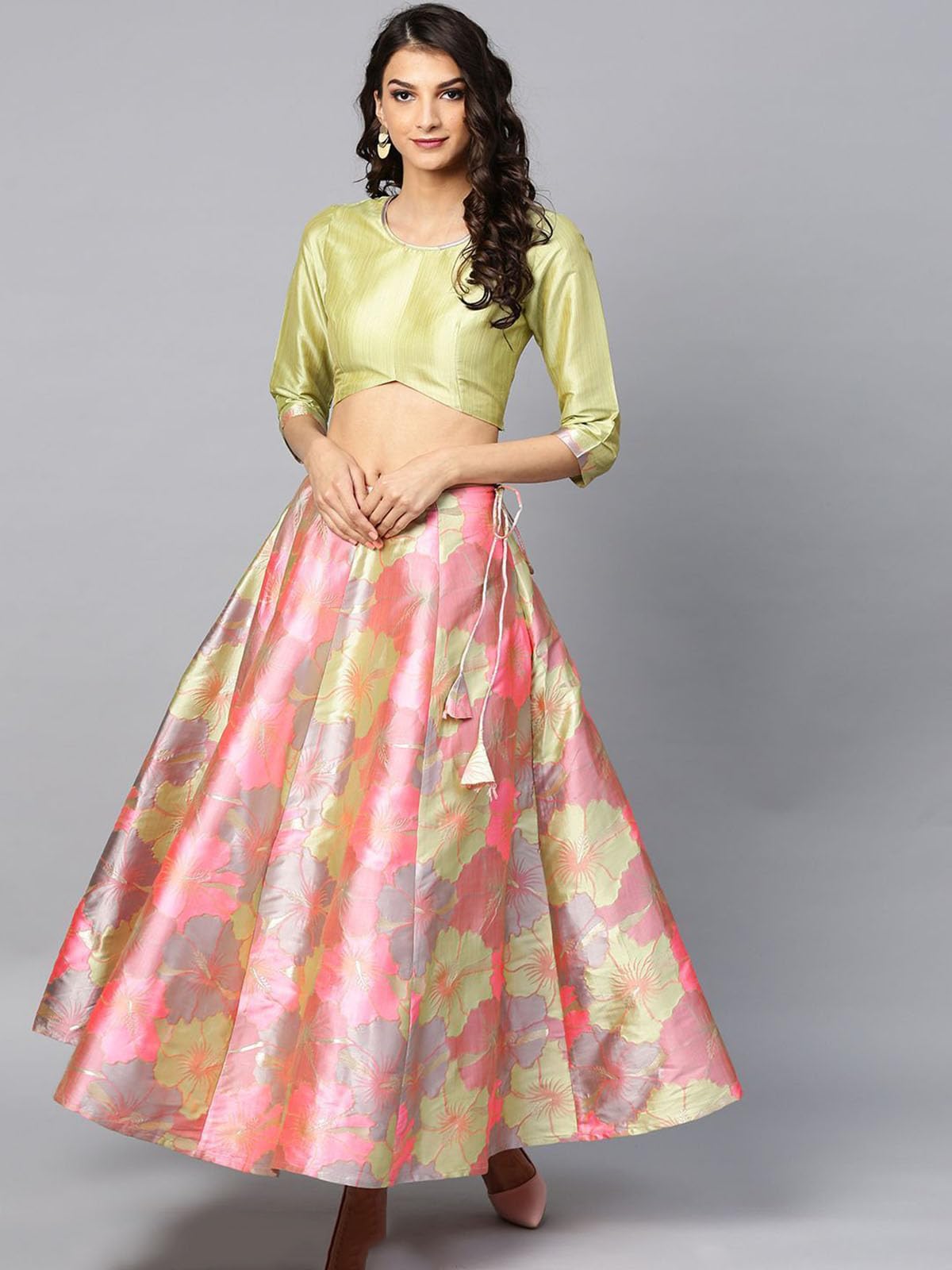 Zeel Clothing Womens Faux Silk Lehenga Choli Semi-Stitched Multicolor Wedding Bridal Free Size