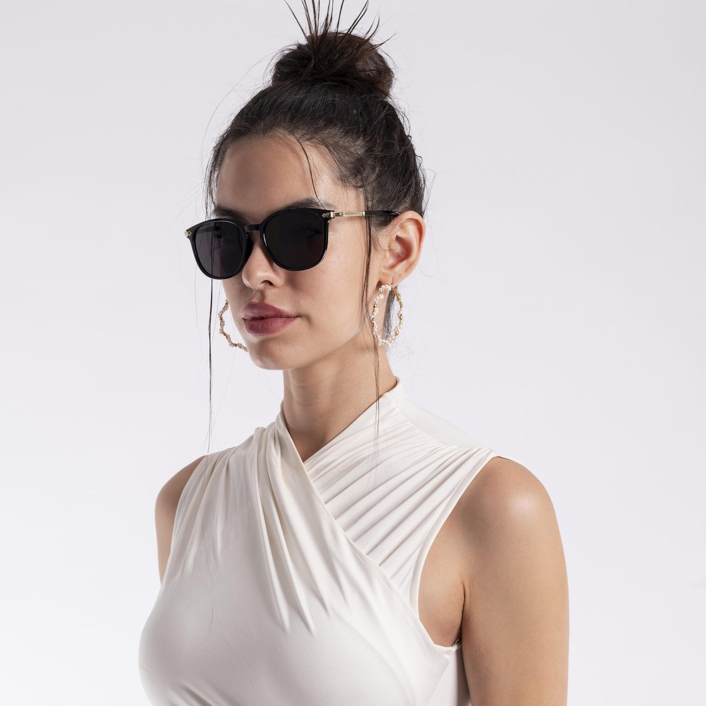 Voyage UV Protected Rectangular Women Sunglasses - (A3046MG3182T | Black Lens | Black Frame)