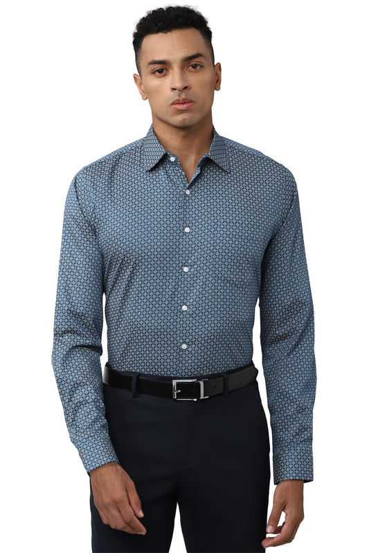 Van Heusen Cotton Men's Fitted Shirt (VHSFRSLBW67779_Medium Blue 42)