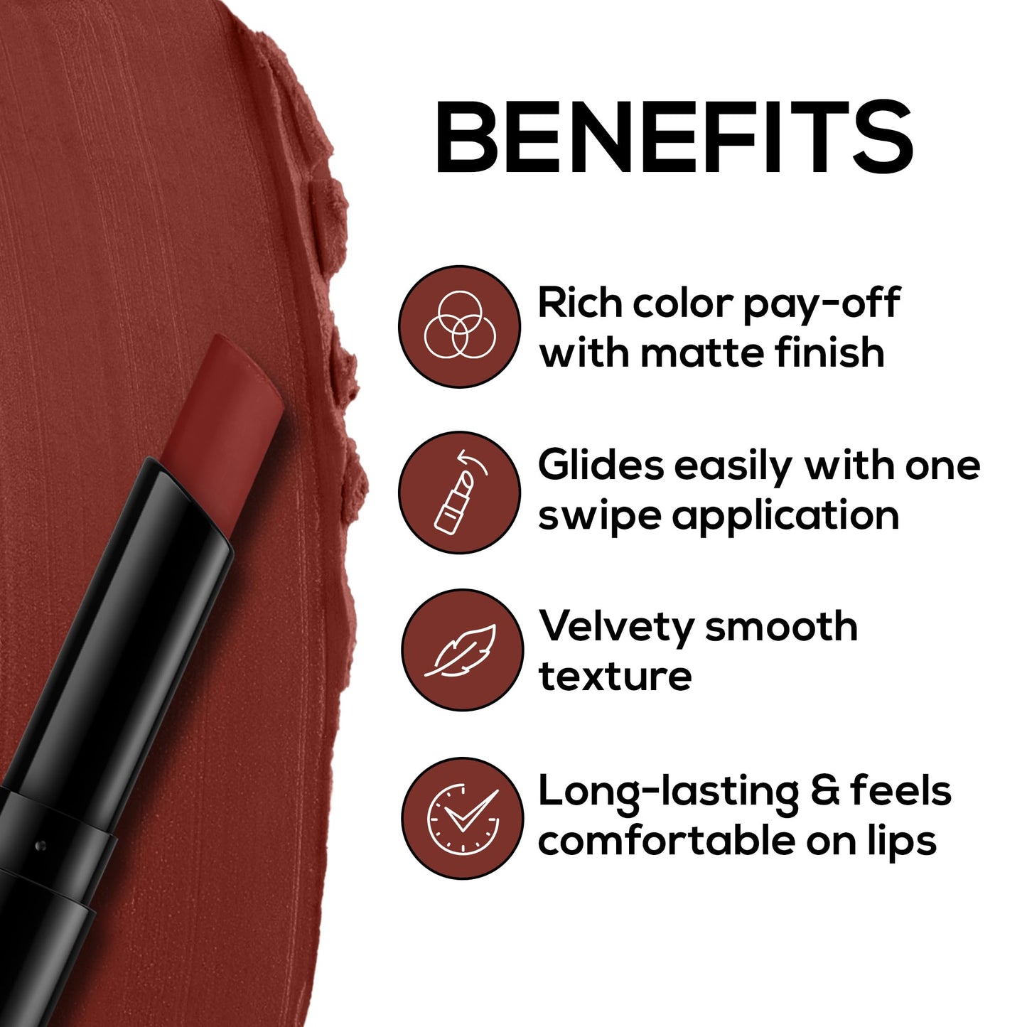 RENEE Very Matte Lipstick - Toffee Touch, Intense Color Pay Off, Full Coverage, Long Lasting & Weightless, Easy Glide Formula With Velvety Finish, Suitable for All Occasion, Ideal For Gifting