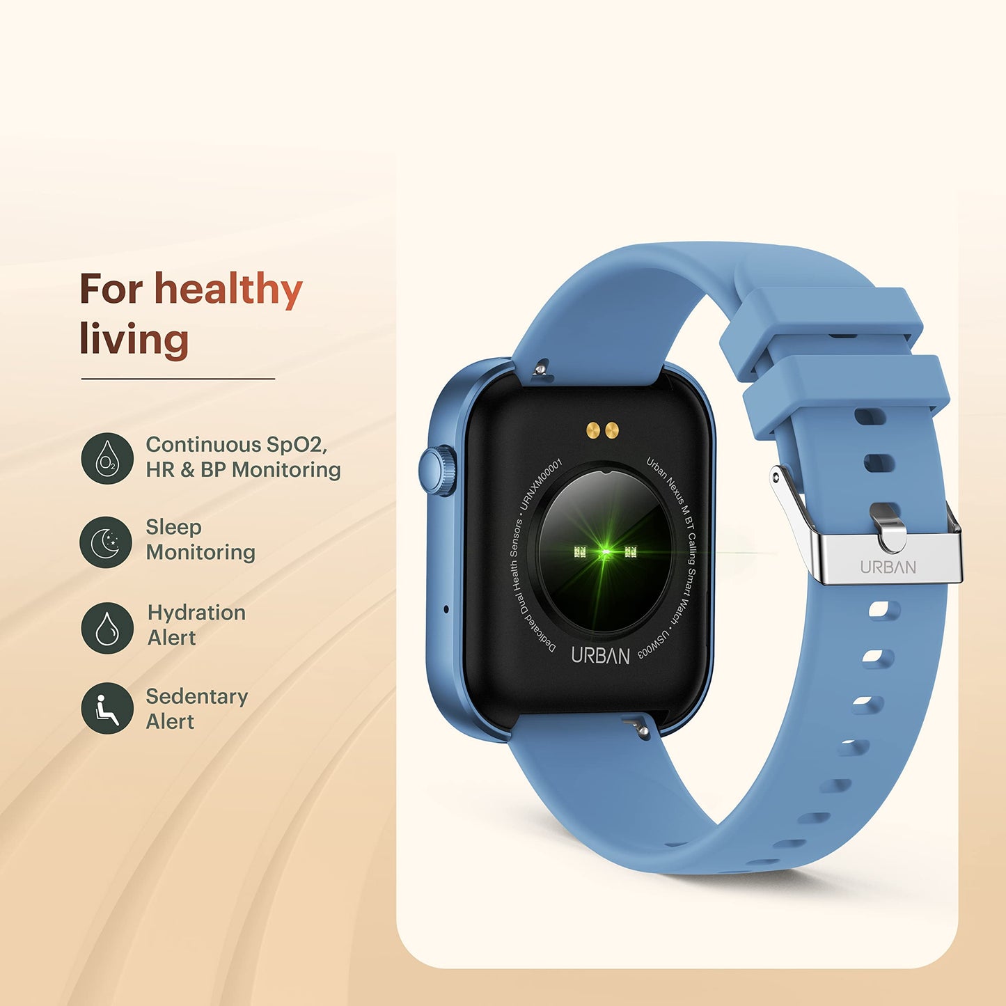 (Refurbished) URBAN Nexus M Smart BT Calling Smart Watch with Massive 2.0" Super HD Display, One-Connect Realtek Chipset, Games, 120+ Sports Modes, 150+ Watch Faces, Dedicated Health Sensors (Cobalt Blue)