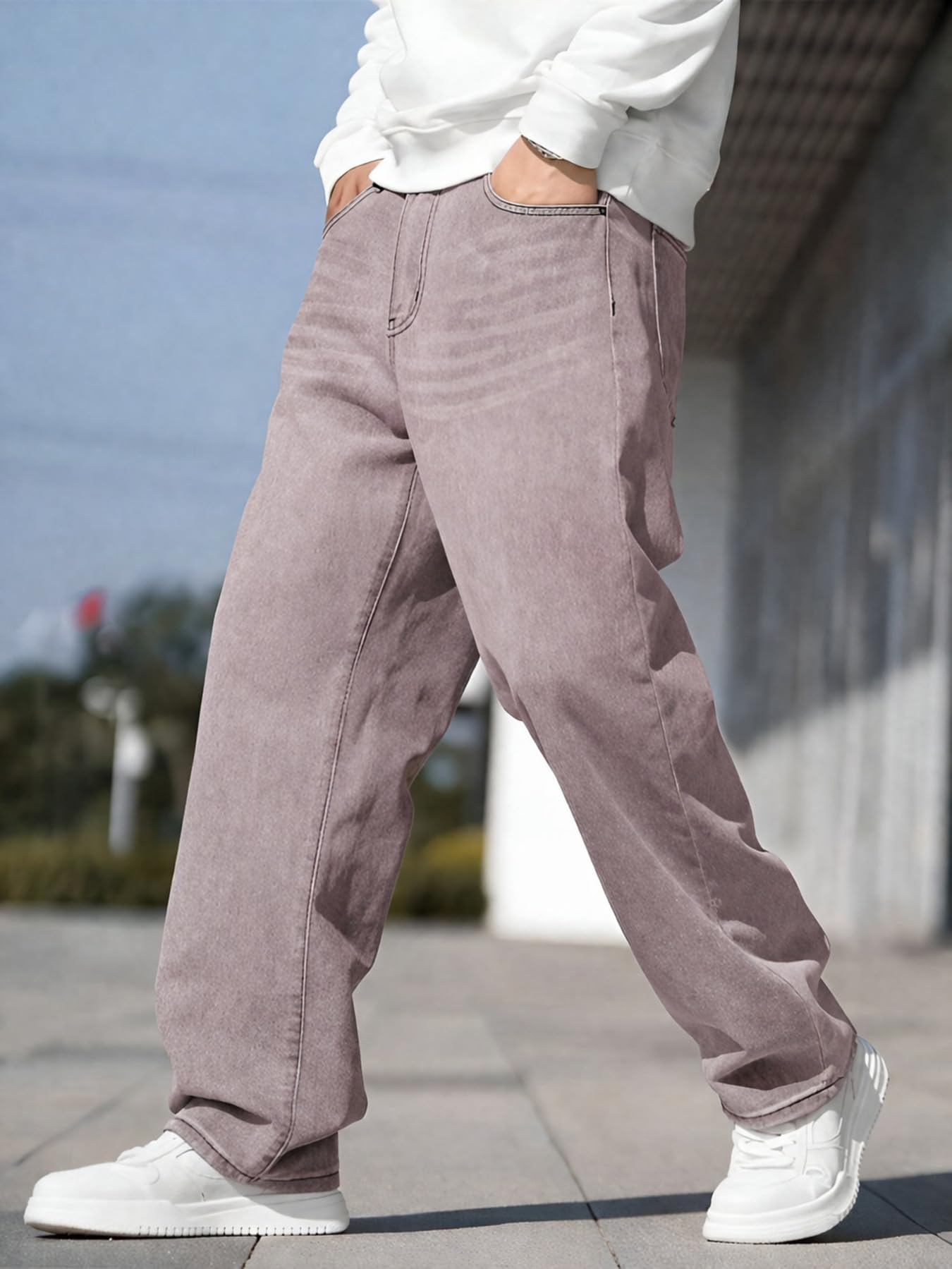 Ben Martin Wine Men Jeans || Baggy Fit Jean's for Man || Loose Fit High Rise Denim || Stretchable Casual Wear Jean,s || Dance Rap Rapping Style Pant for Men || Denim Cotton Jeans 32 (1)