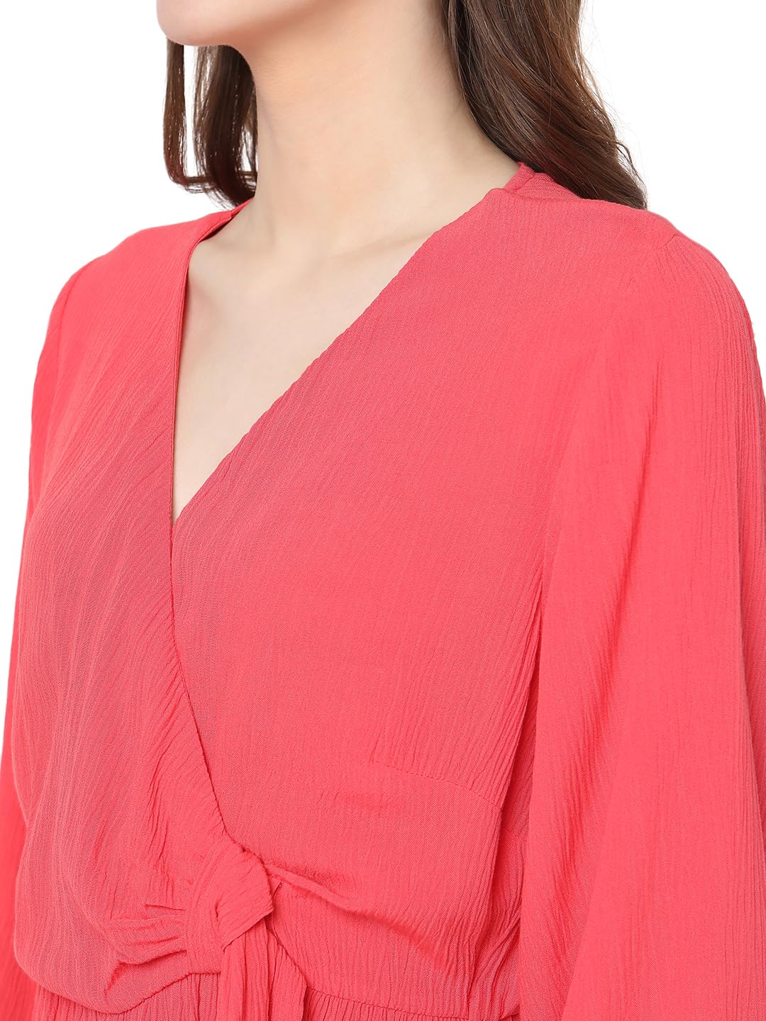 Vero Moda Women's Viscose A-Line Ankle Length Dress (298849101- Chrysanthemum_Medium), Red