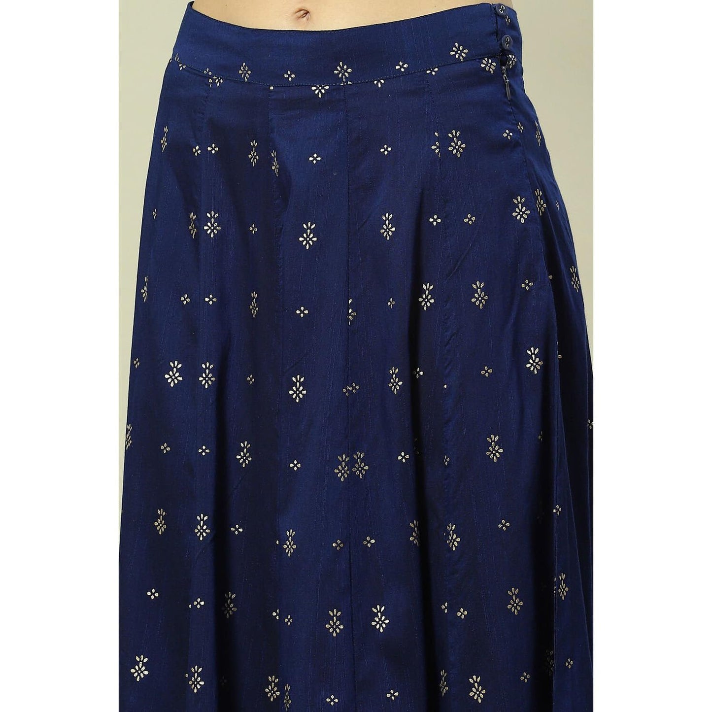 Rangriti Women Indigo Cotton Blend Woven Straight Lehenga Choli Set_42