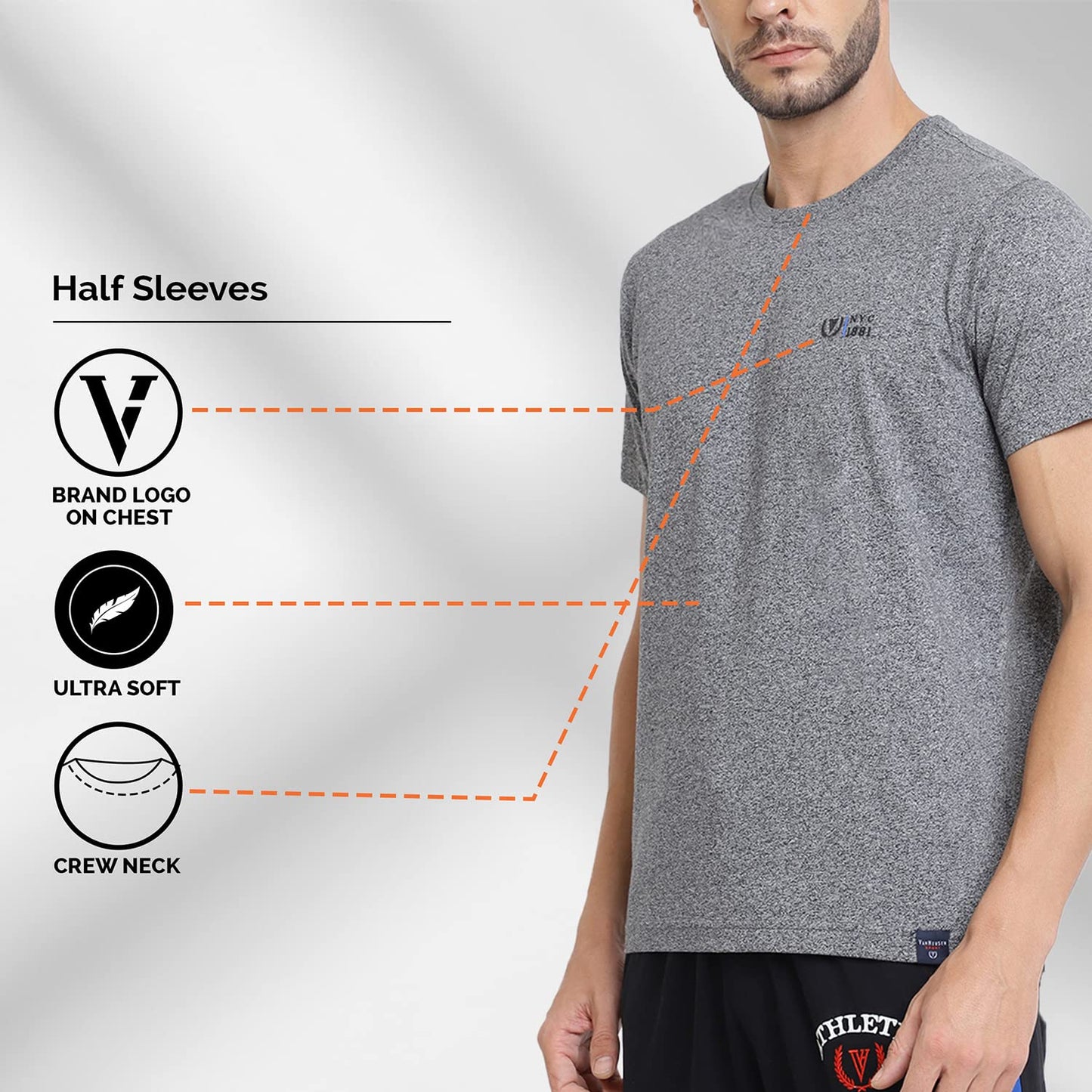 Van Heusen Men's Cotton Sport Crew Neck Regular Fit T-Shirt - Short Sleeve, Ultra Soft_70018_Sky Blue_XL