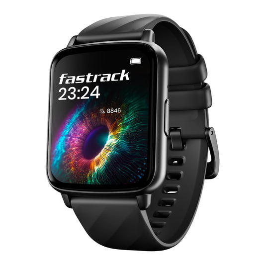 Fastrack Volt S1 Smart Watch for Man and Women Latest with 1.83" Display, Silicone Strap, BT Calling, 100+ Sports Modes, Heart Rate, SpO2, IP68, Ideal Smartwatch for Boys and Girls (Black)